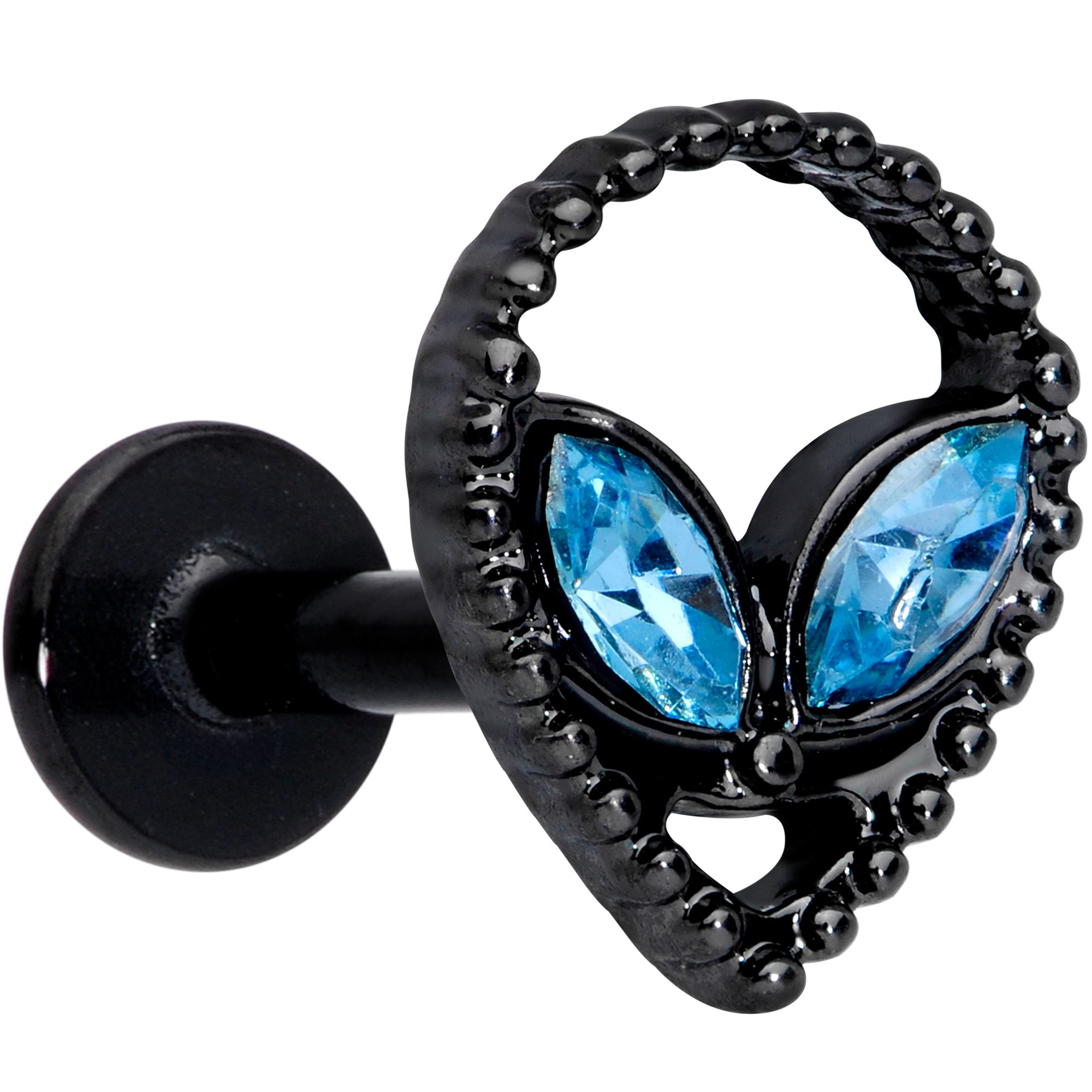 16G 5/16 Aqua Gem Black Alien Labret Monroe Tragus