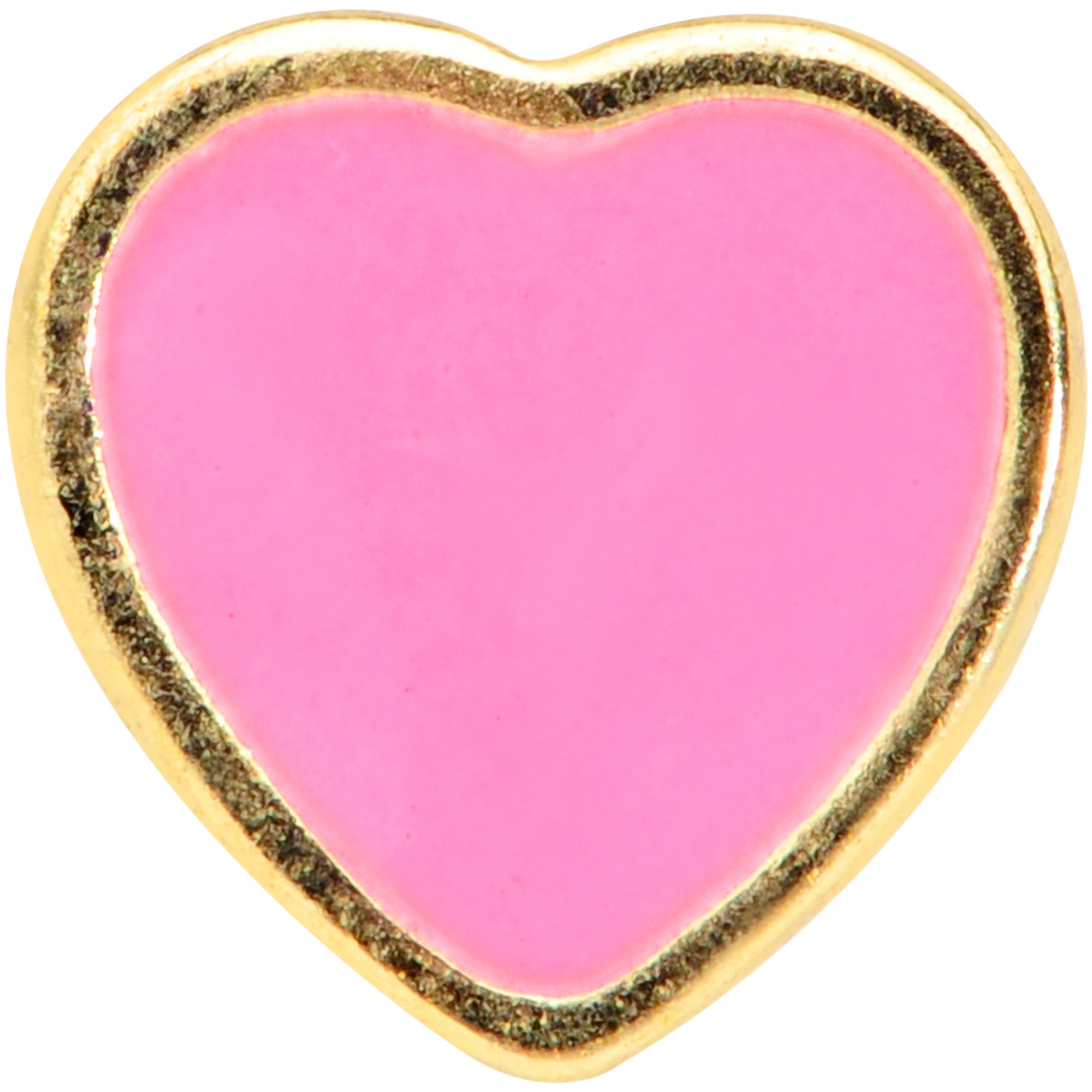 16G 5/16 Gold Tone Pink Heart Valentines Day Labret Tragus Monroe
