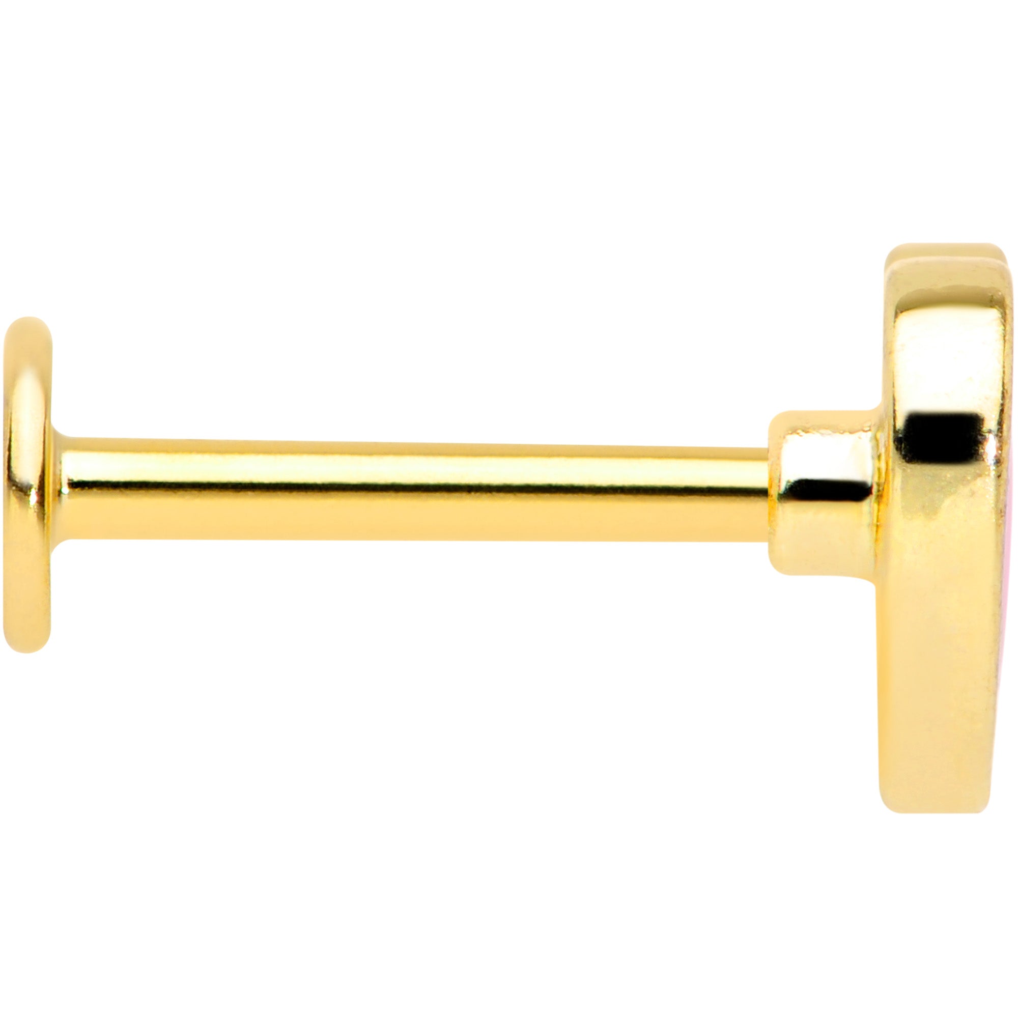 16G 5/16 Gold Tone Pink Heart Valentines Day Labret Tragus Monroe