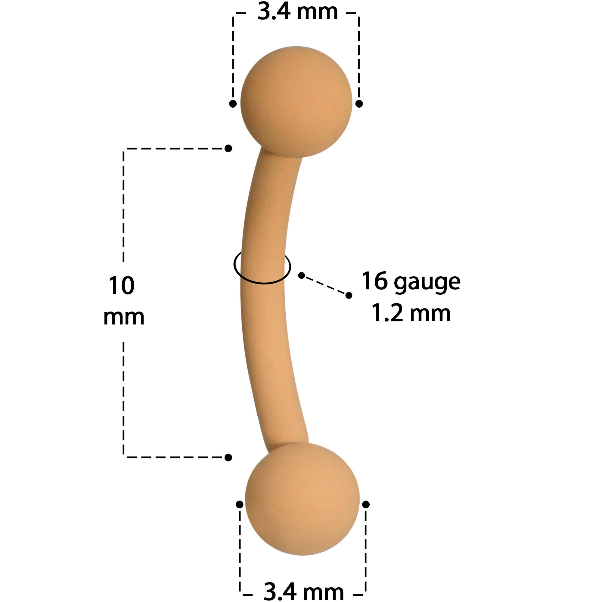 16G 5/16 Tan Acrylic Matte Curved Eyebrow Ring