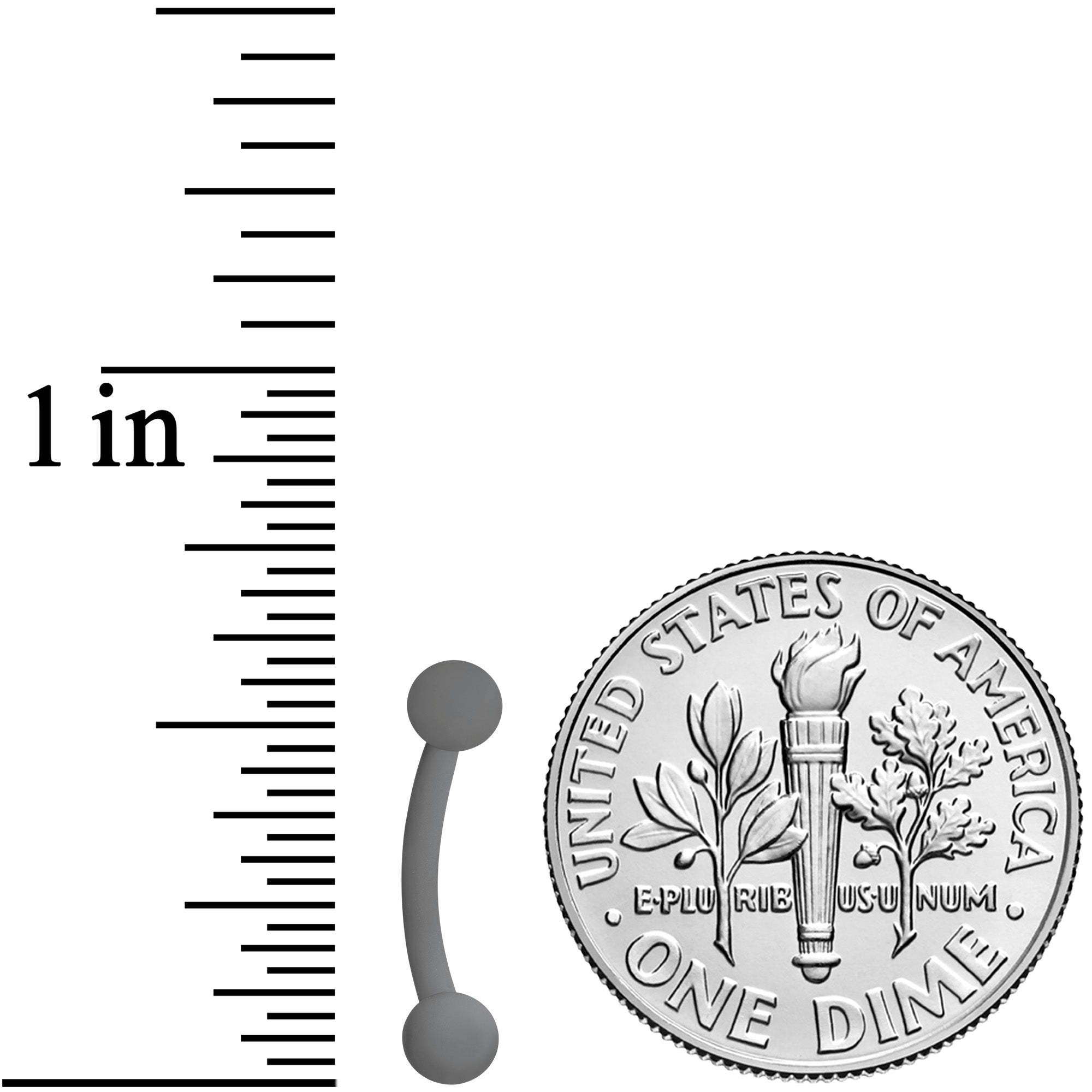 16G 5/16 Grey Acrylic Matte Curved Eyebrow Ring