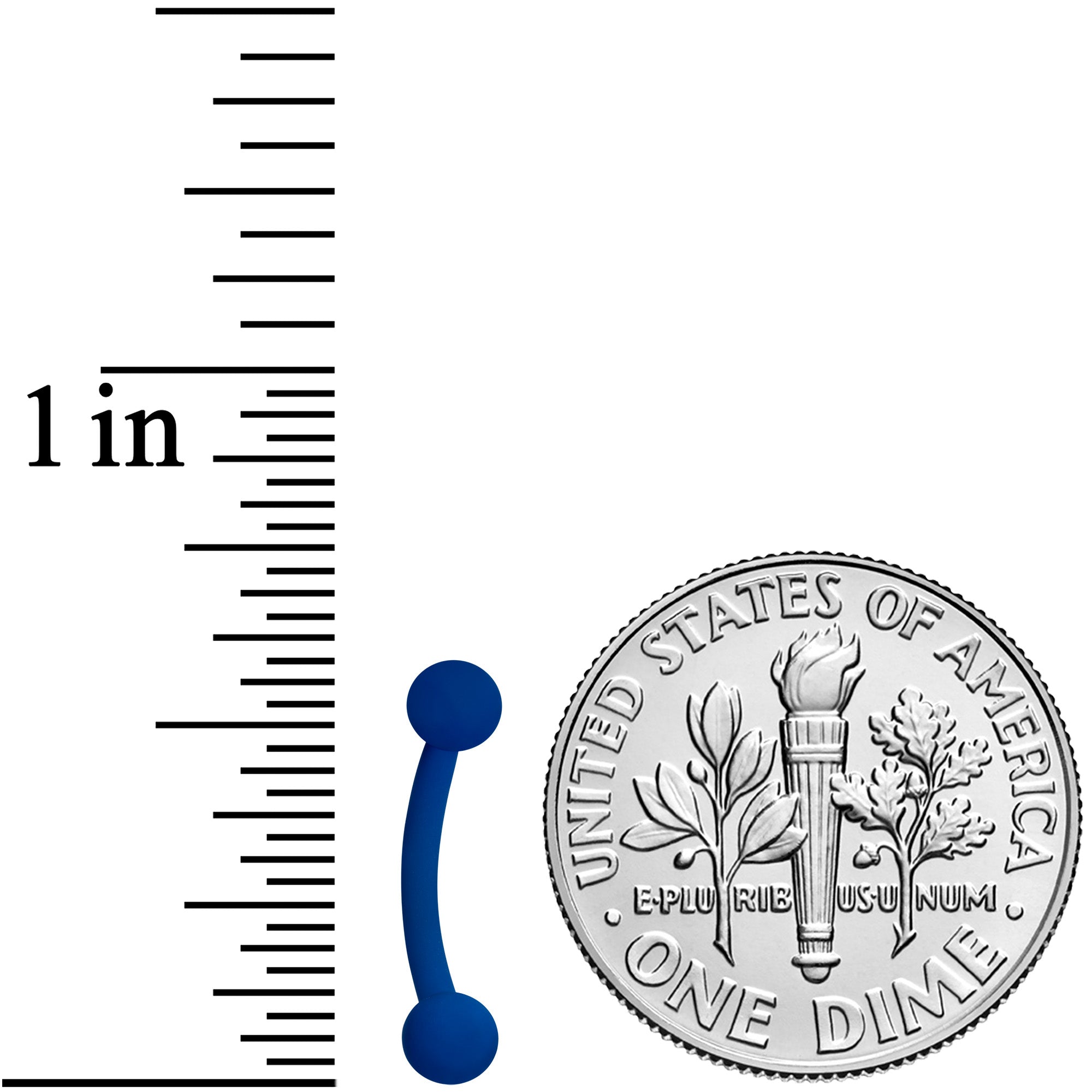 16G 5/16 Blue Acrylic Matte Curved Eyebrow Ring