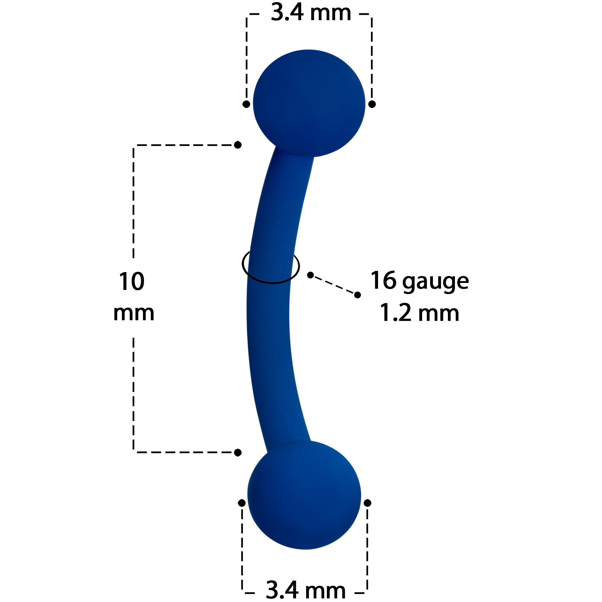 16G 5/16 Blue Acrylic Matte Curved Eyebrow Ring