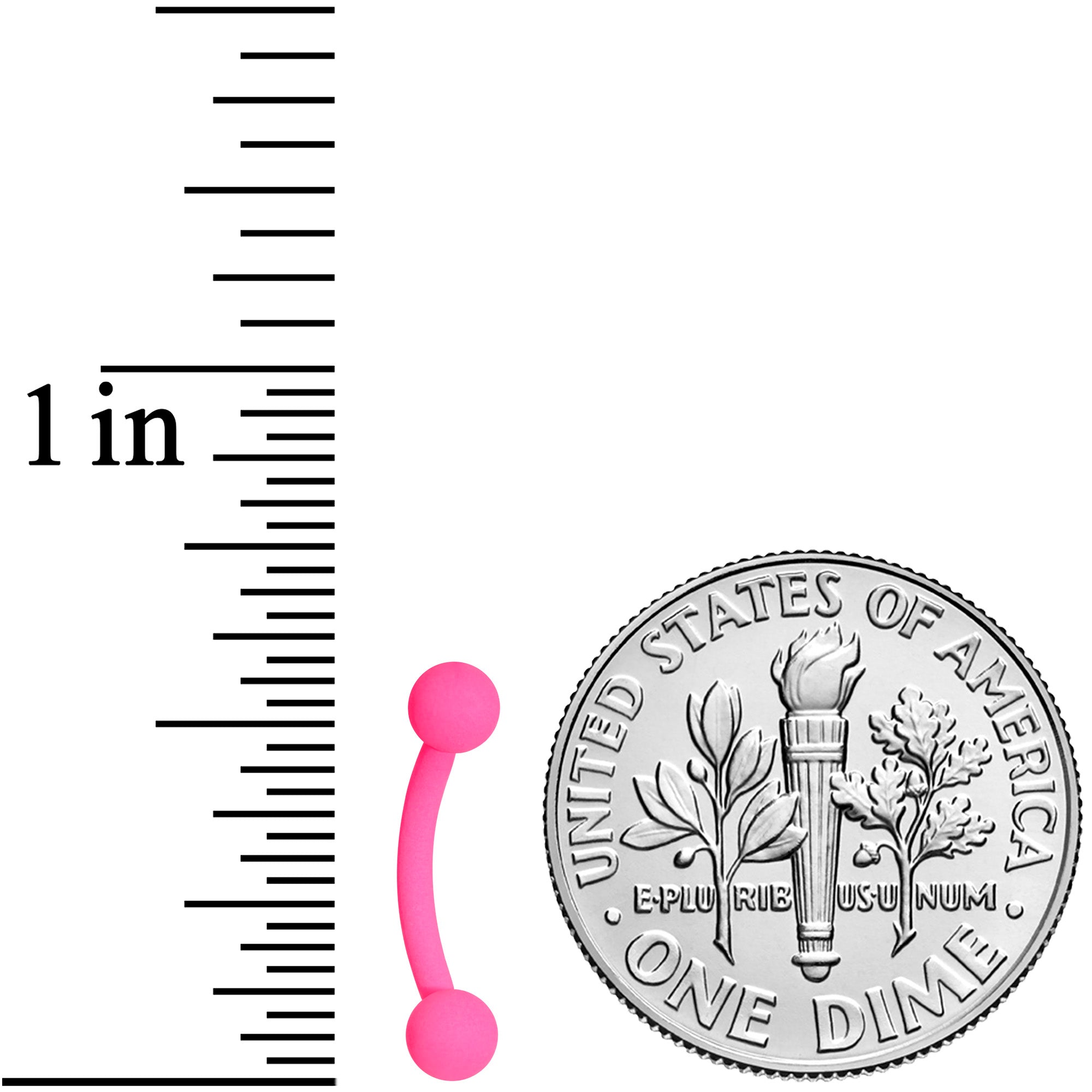 16G 5/16 Pink Acrylic Matte Curved Eyebrow Ring