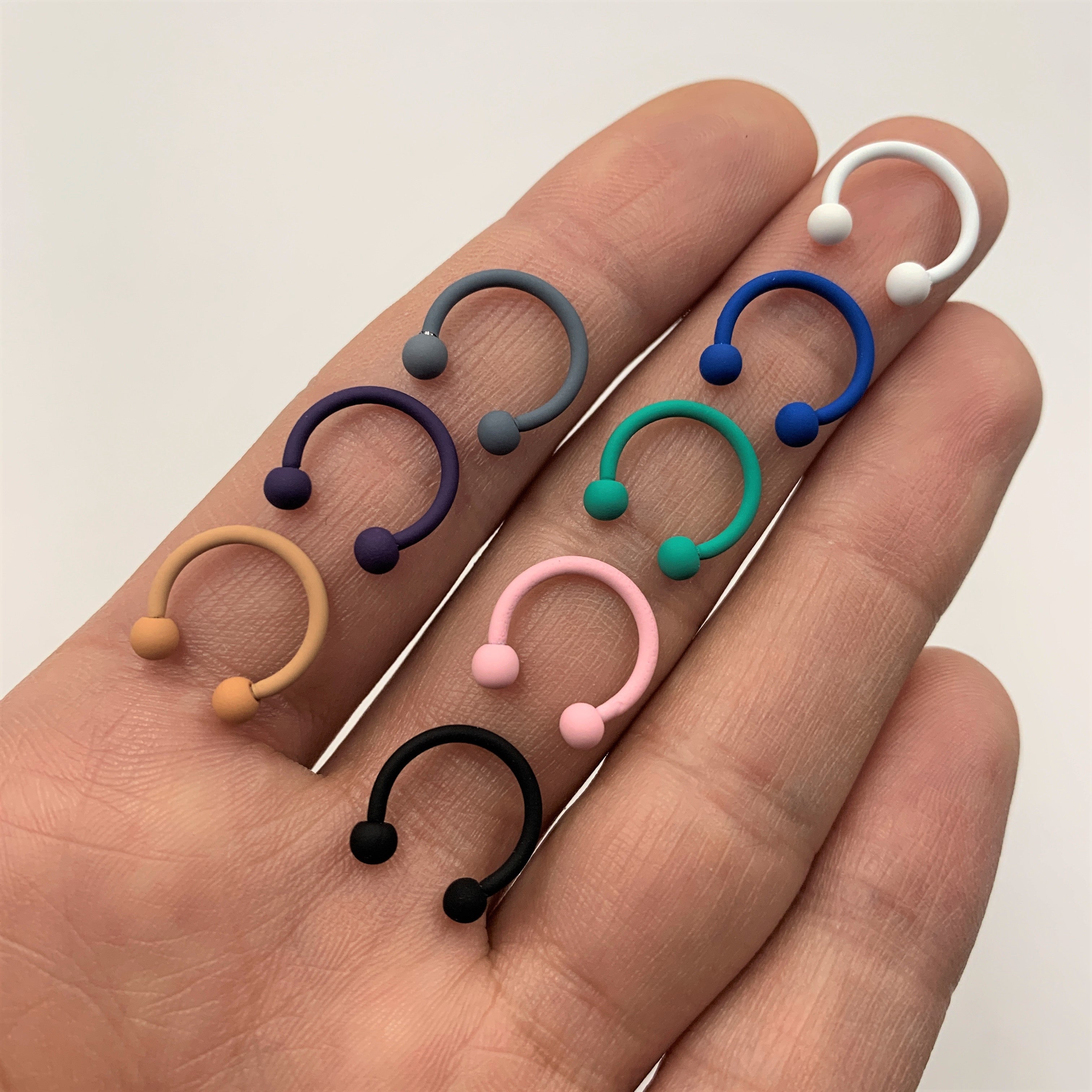 16G 3/8 Beautiful Blue Horseshoe Circular Barbell