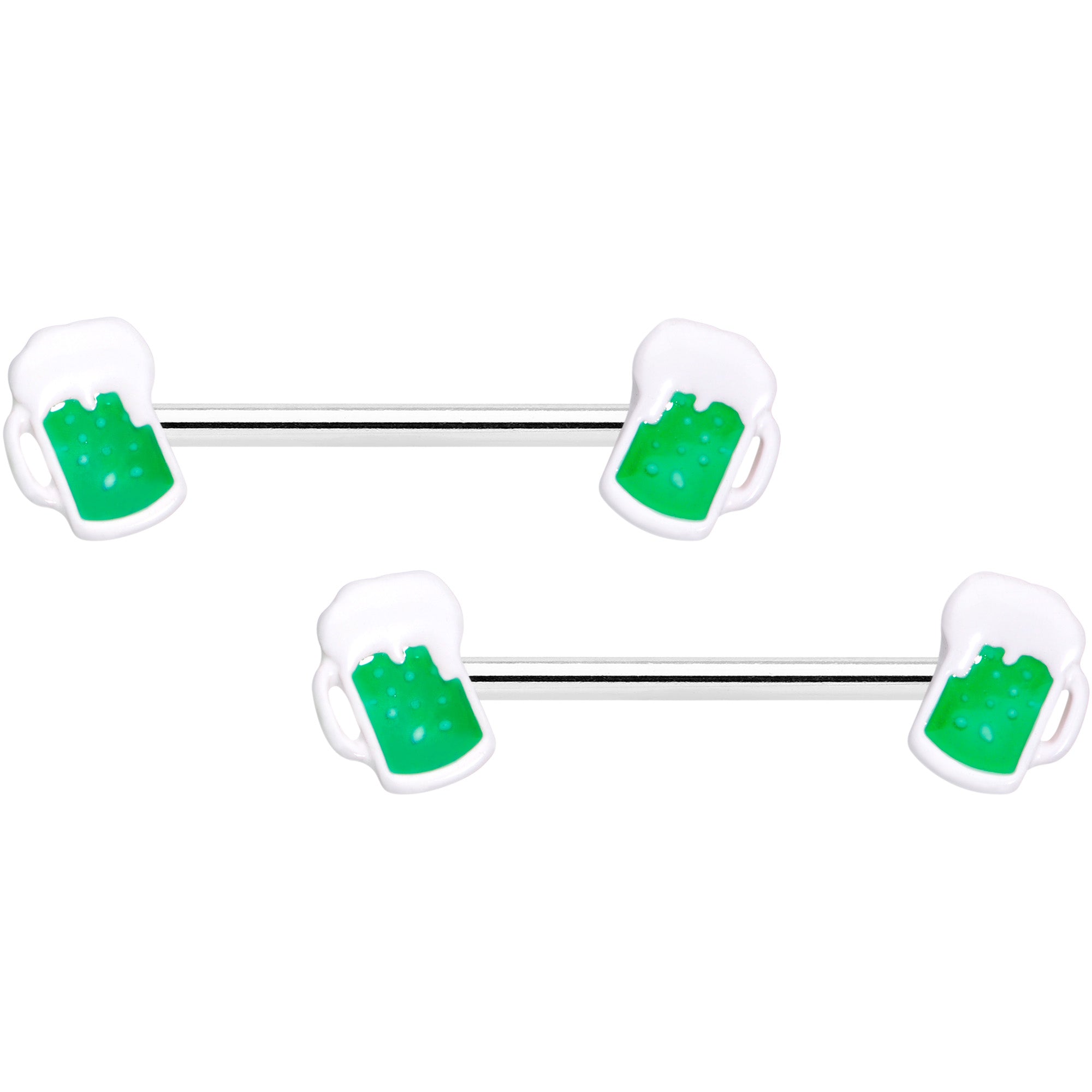 14G 9/16 Green Beer St Patricks Horseshoe Barbell Nipple Set of 4