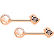 14G 9/16 Clear Gem Rose Gold Tone Basket Chick Nipple Ring Set
