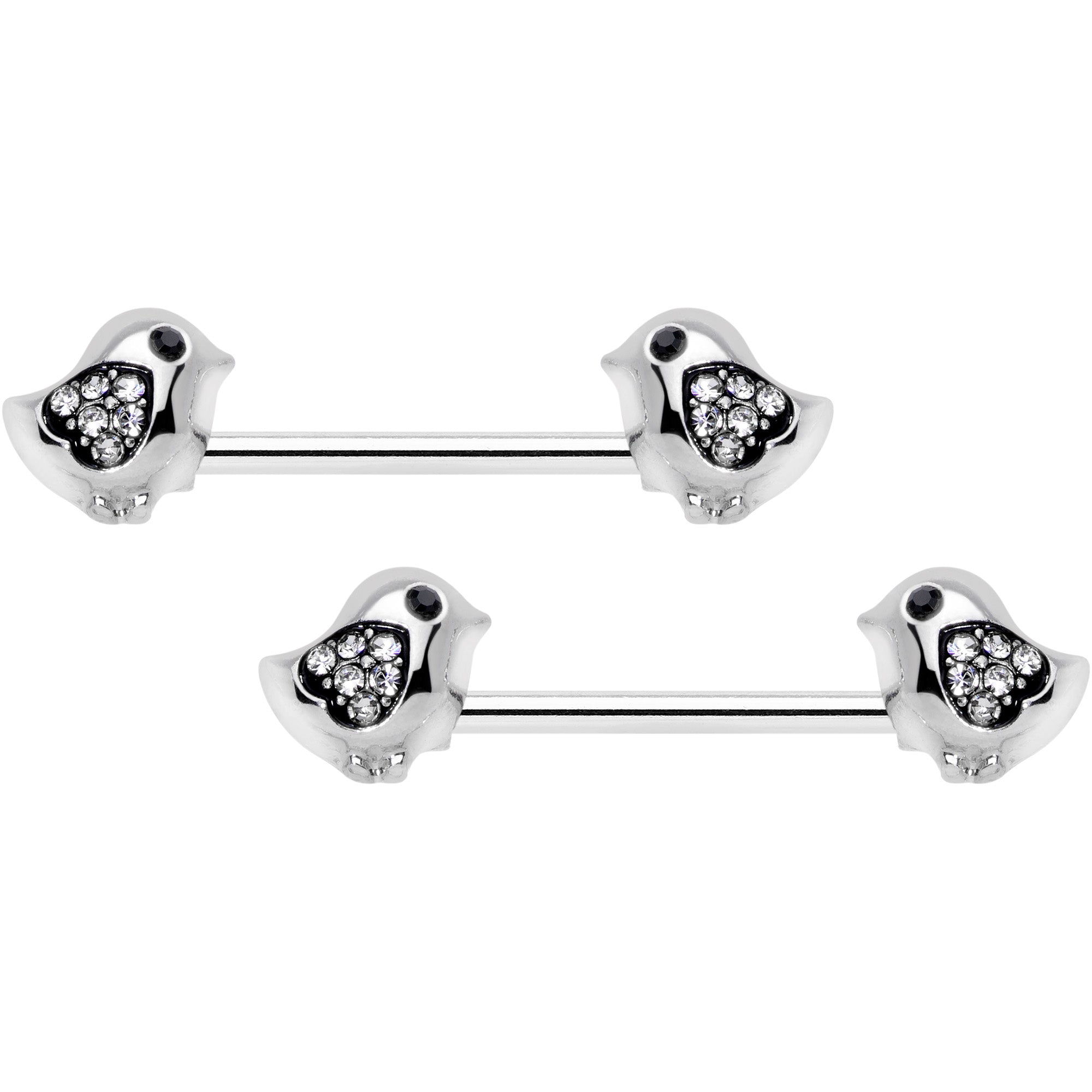 14G 9/16 Clear Gem Easter Chick Nipple Ring Set