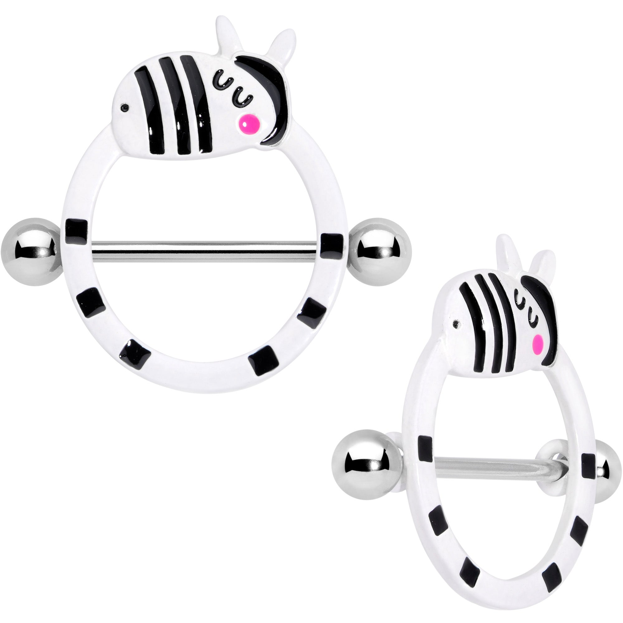 14G 5/8 Zany Zebra Nipple Shield Set