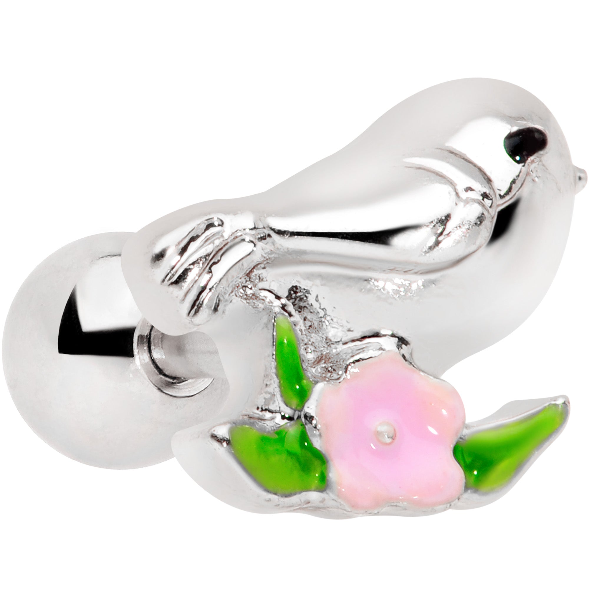 16G 1/4 Bird Pink Flower Cartilage Tragus