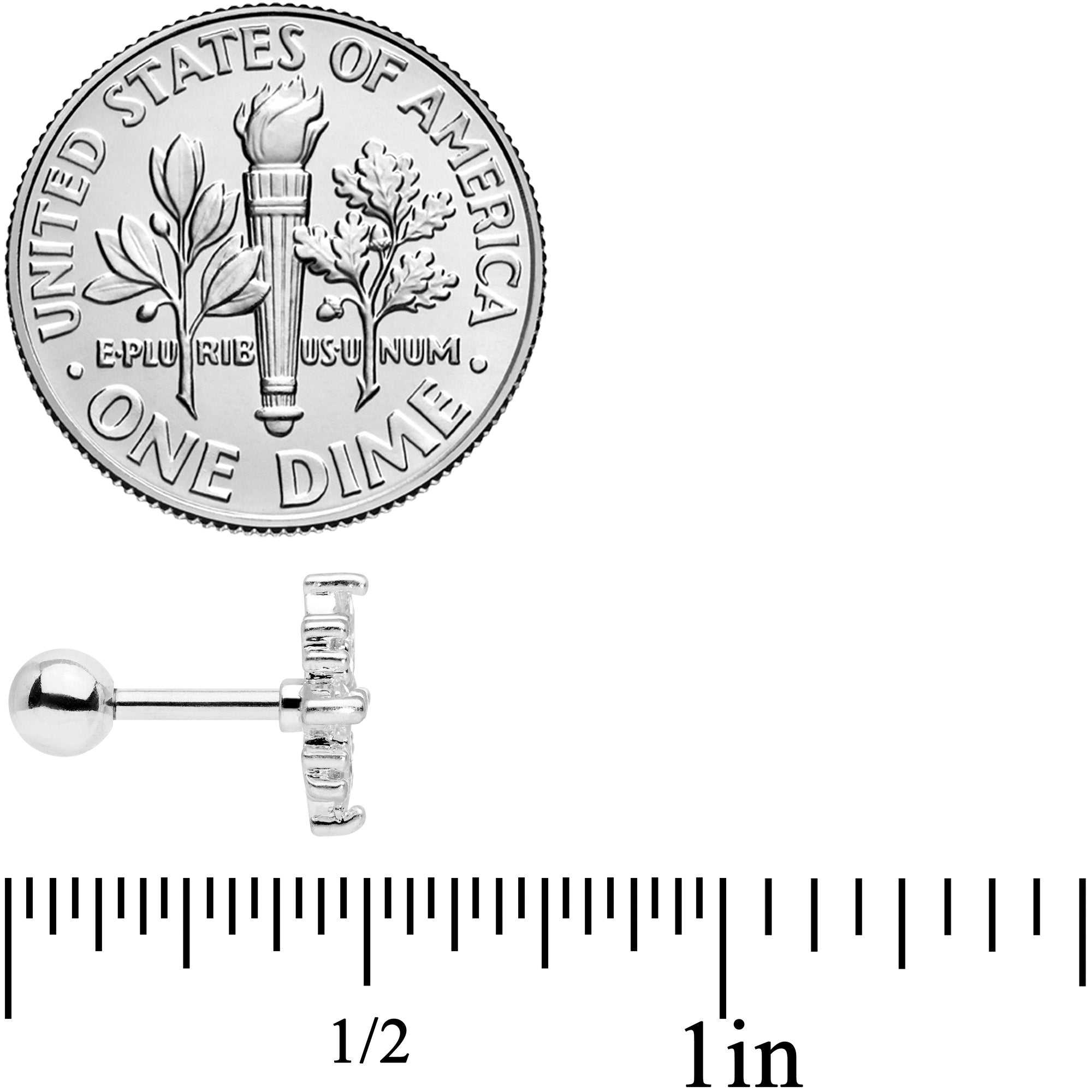 16G 1/4 Clear CZ Gem Star Burst Cartilage Tragus