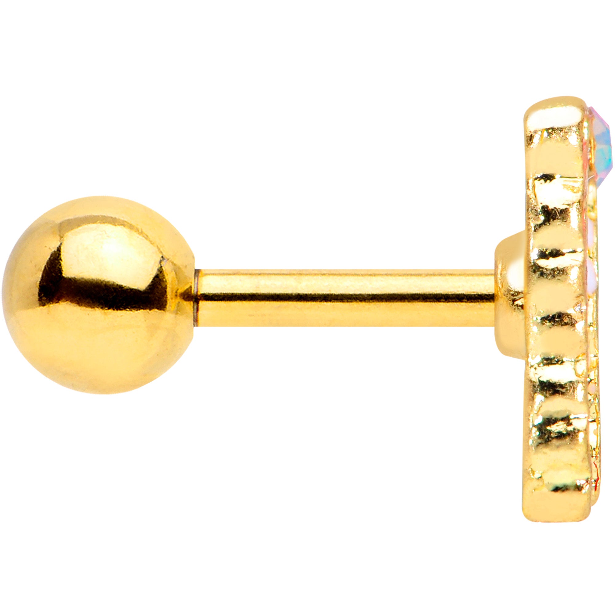 16G 1/4 Aurora Gem Gold Tone Butterfly Cartilage Tragus