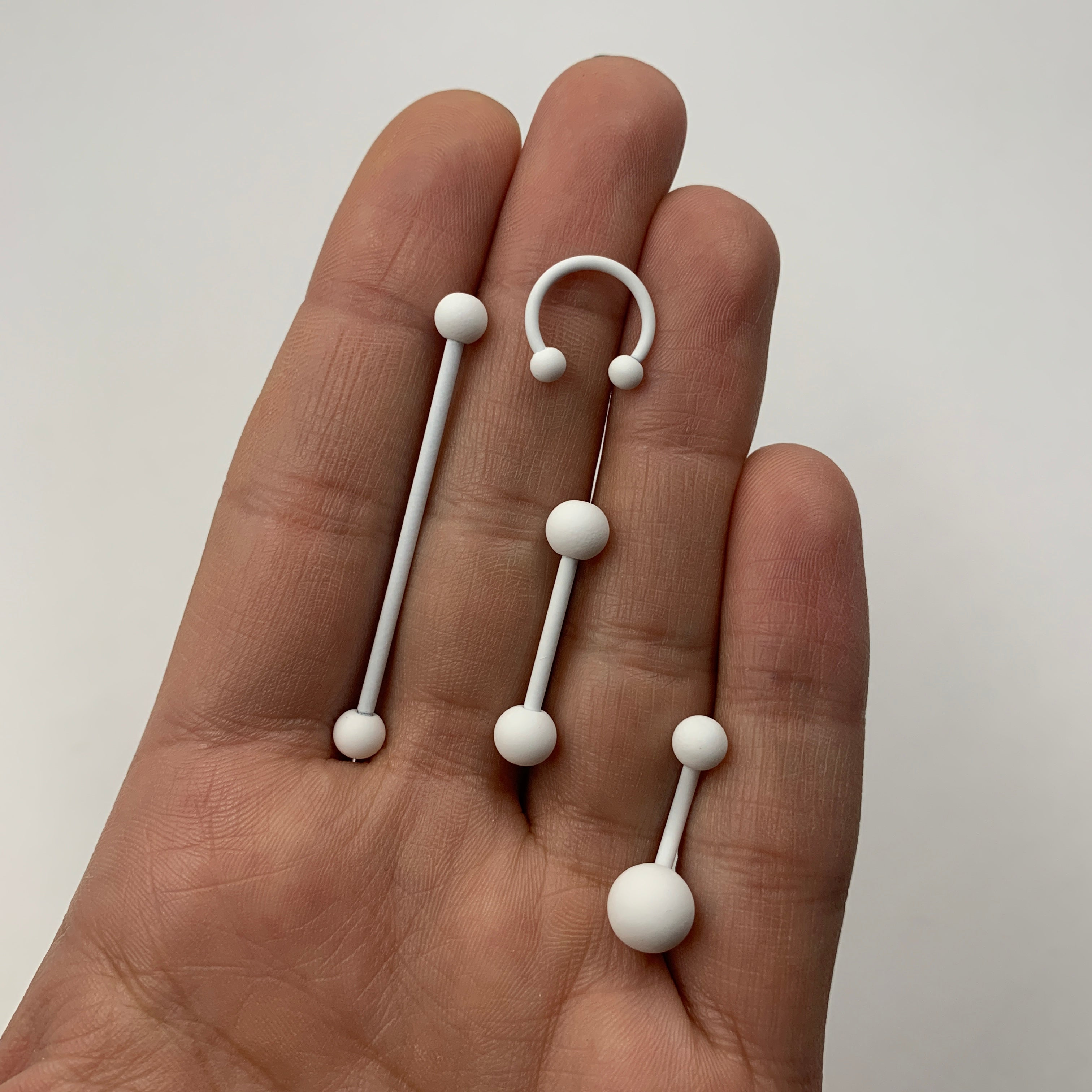 16G 3/8 White Matte Horseshoe Circular Barbell