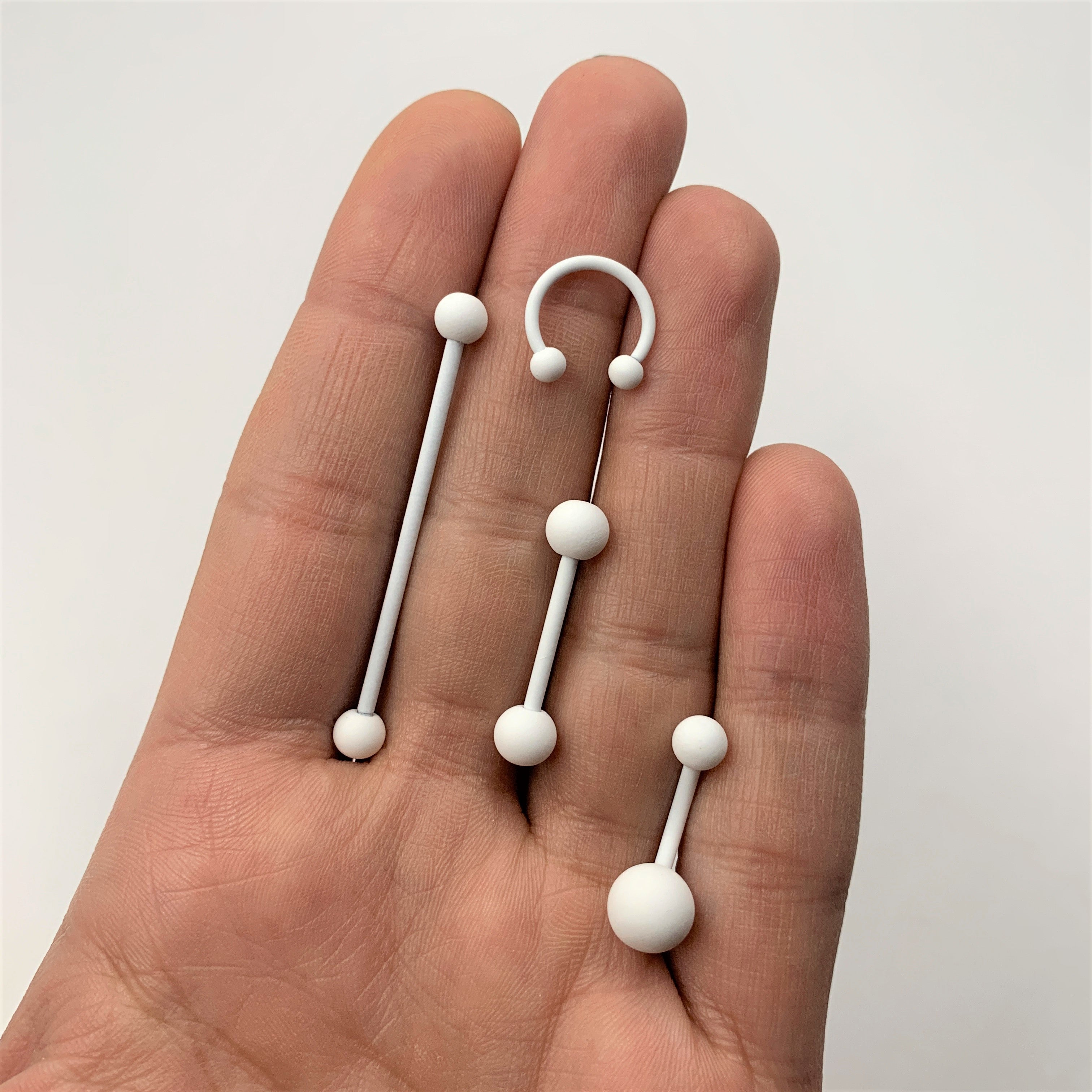 14G Wonderful White Matte Industrial Barbell 38mm