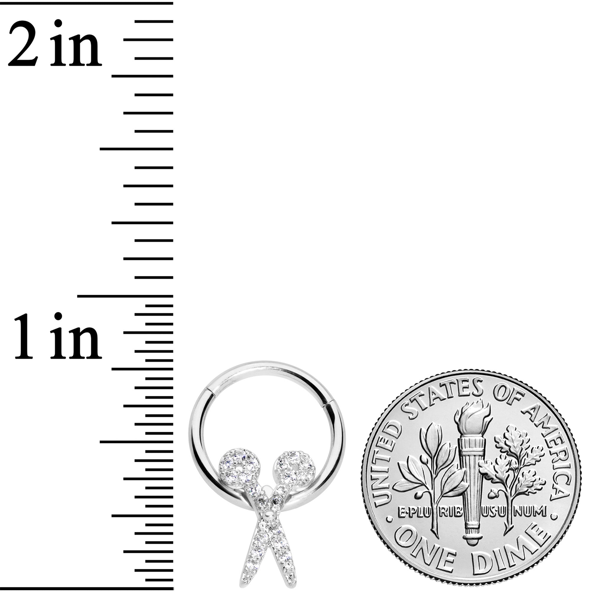 16G 3/8 Clear CZ Gem Scissors Hinged Segment Ring