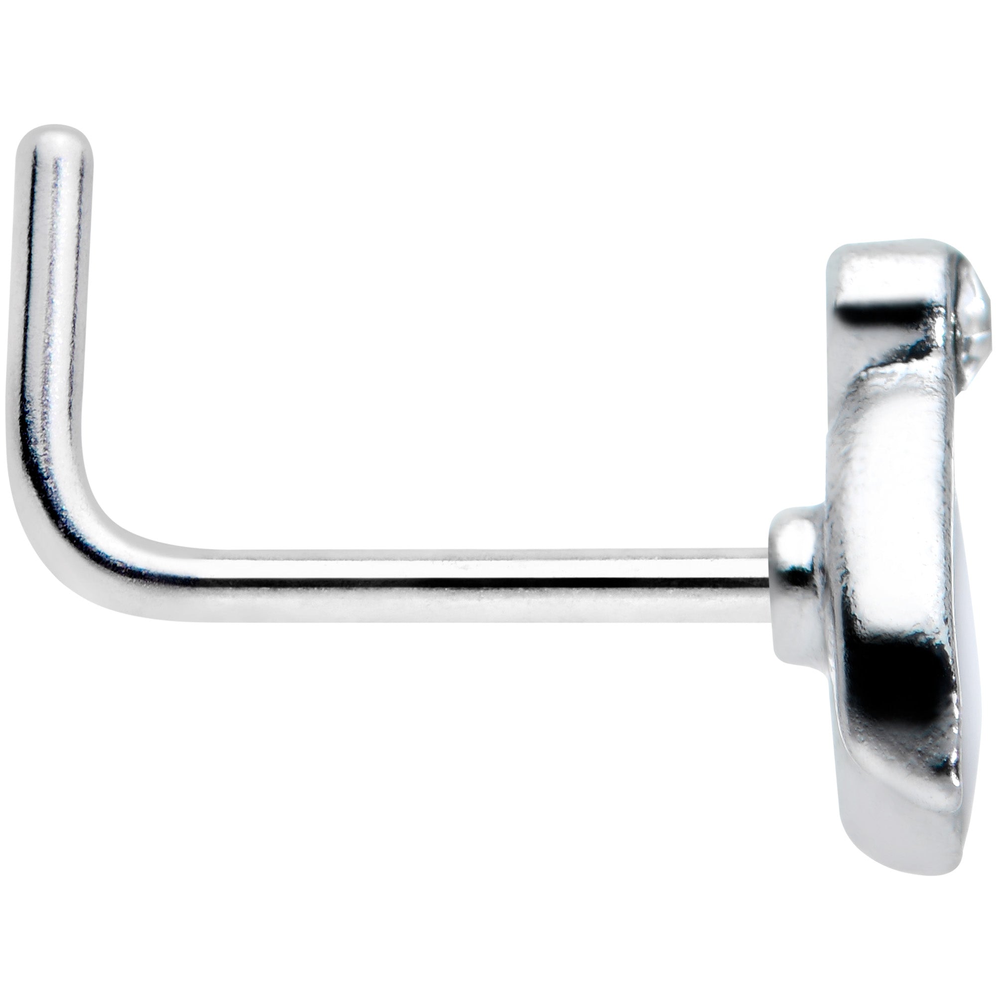 20G 7.5mm Clear Gem Blue White Leaves L Shaped Nose Ring