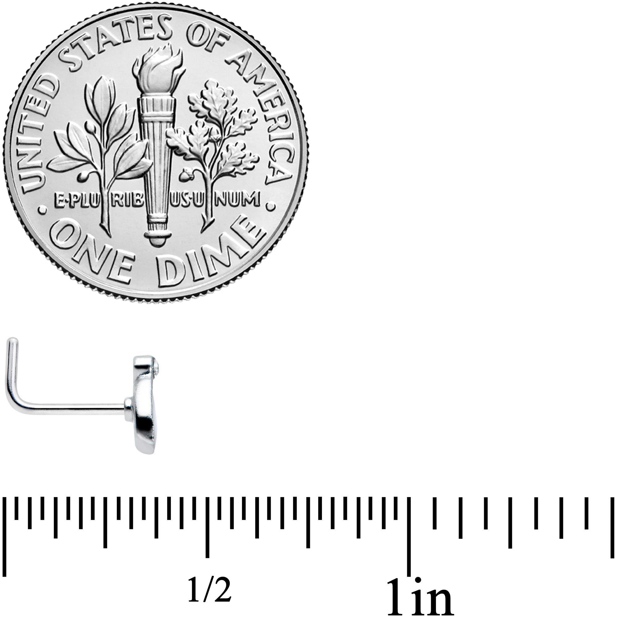 20G 7.5mm Clear Gem Blue White Leaves L Shaped Nose Ring