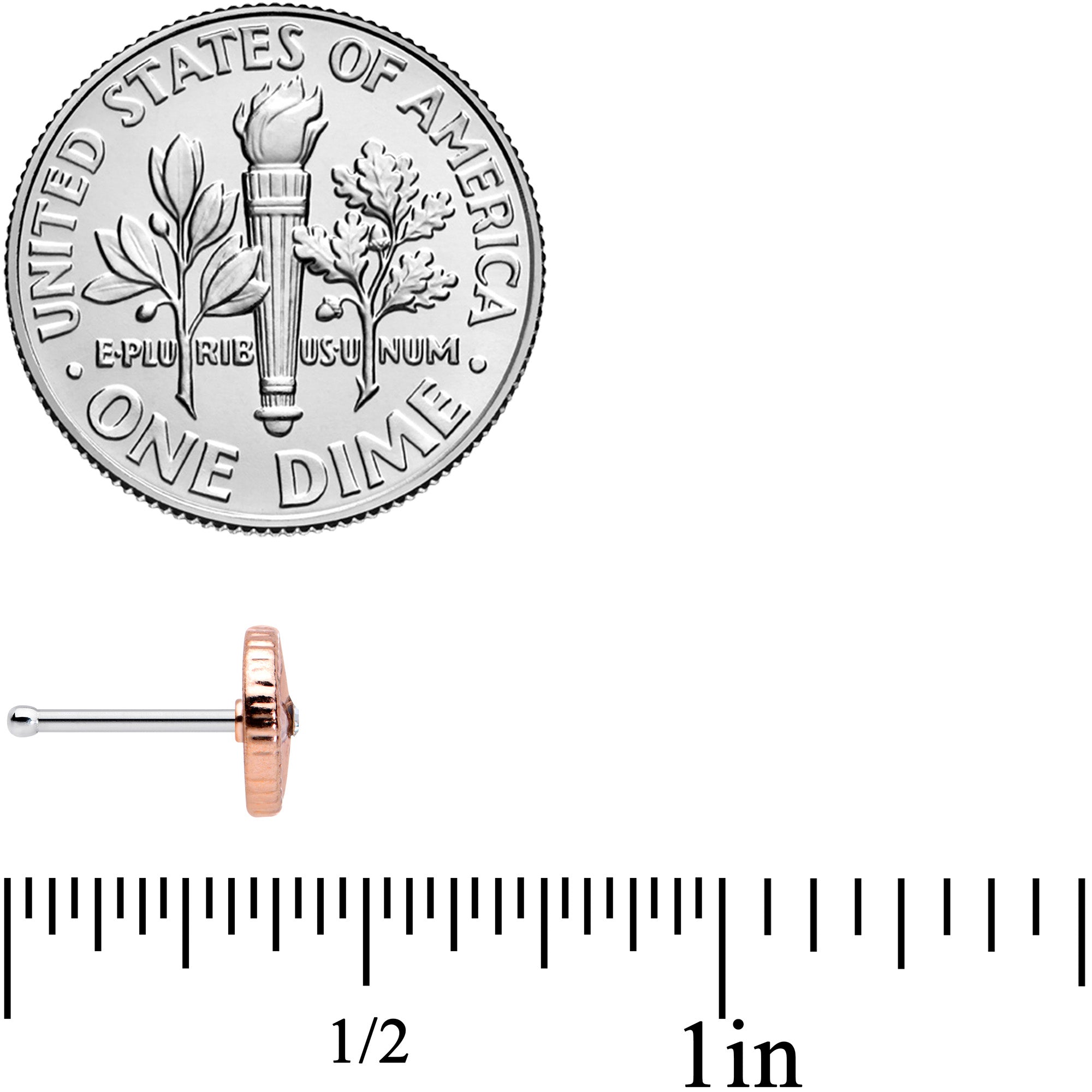 20G 7.5mm Clear Gem Rose Gold Tone Sailors Compass Nose Bone