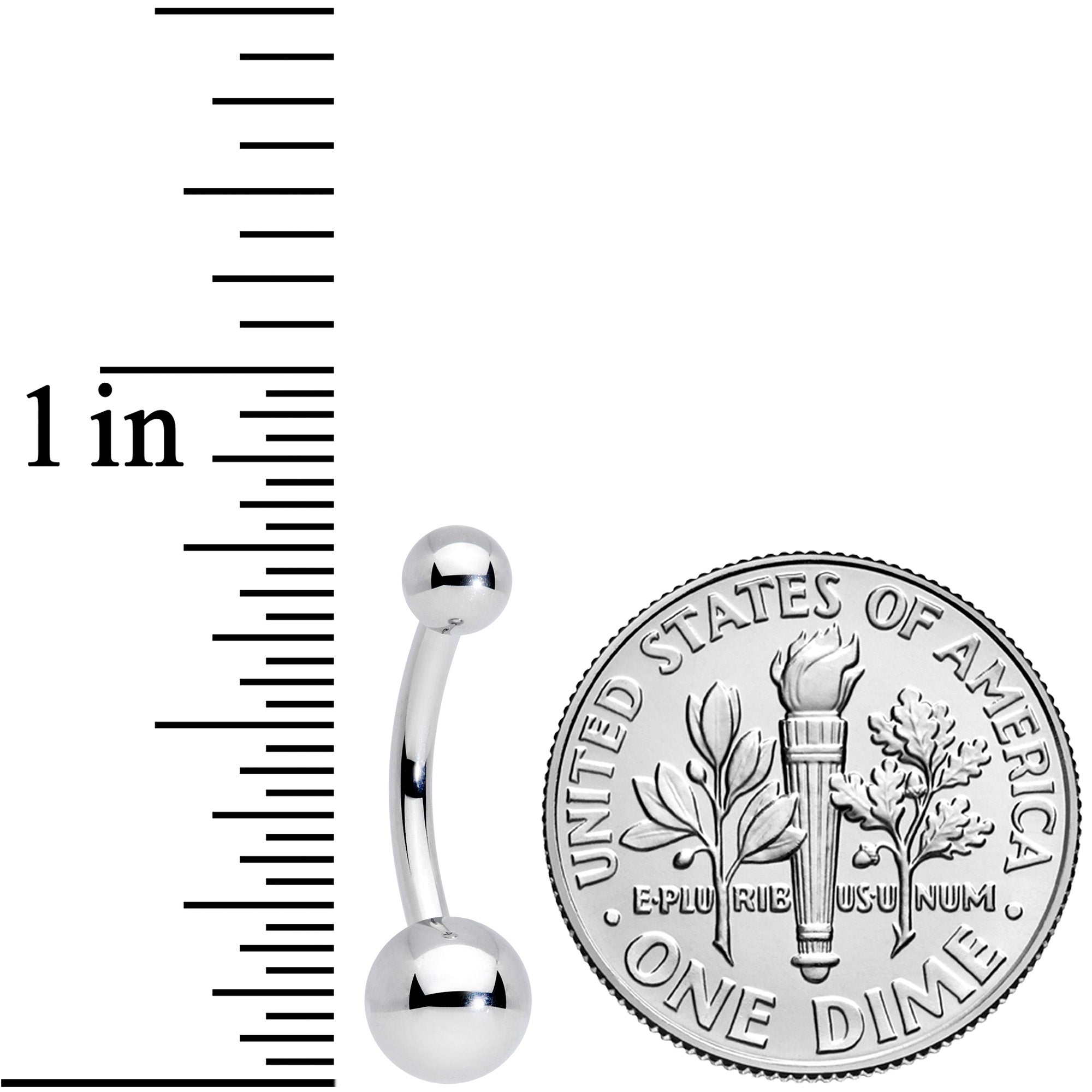 14G 3/8 Grade 23 Small Ball Titanium Belly Ring Curved Barbell