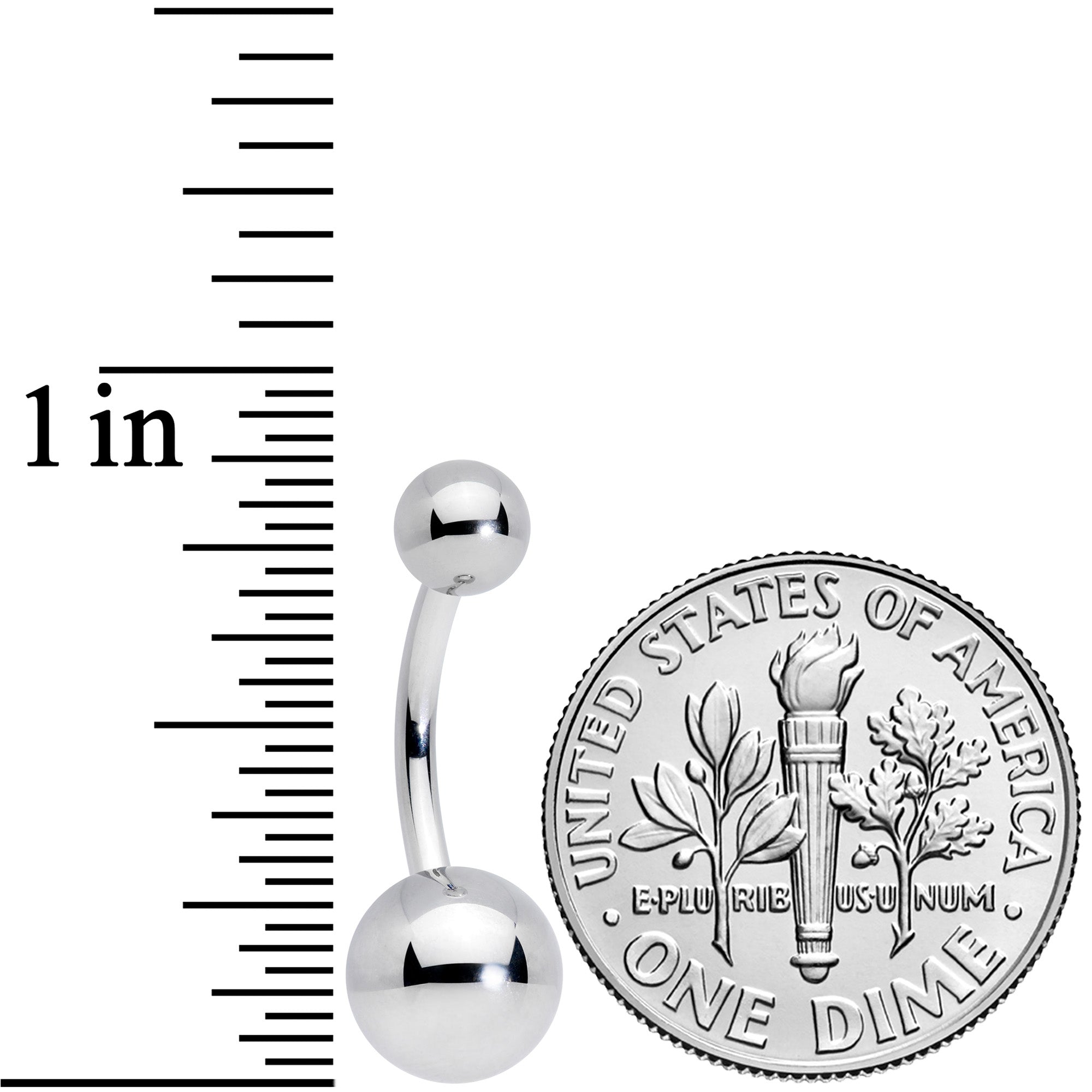 14G 3/8 Grade 23 Large Ball Titanium Belly Ring Curved Barbell