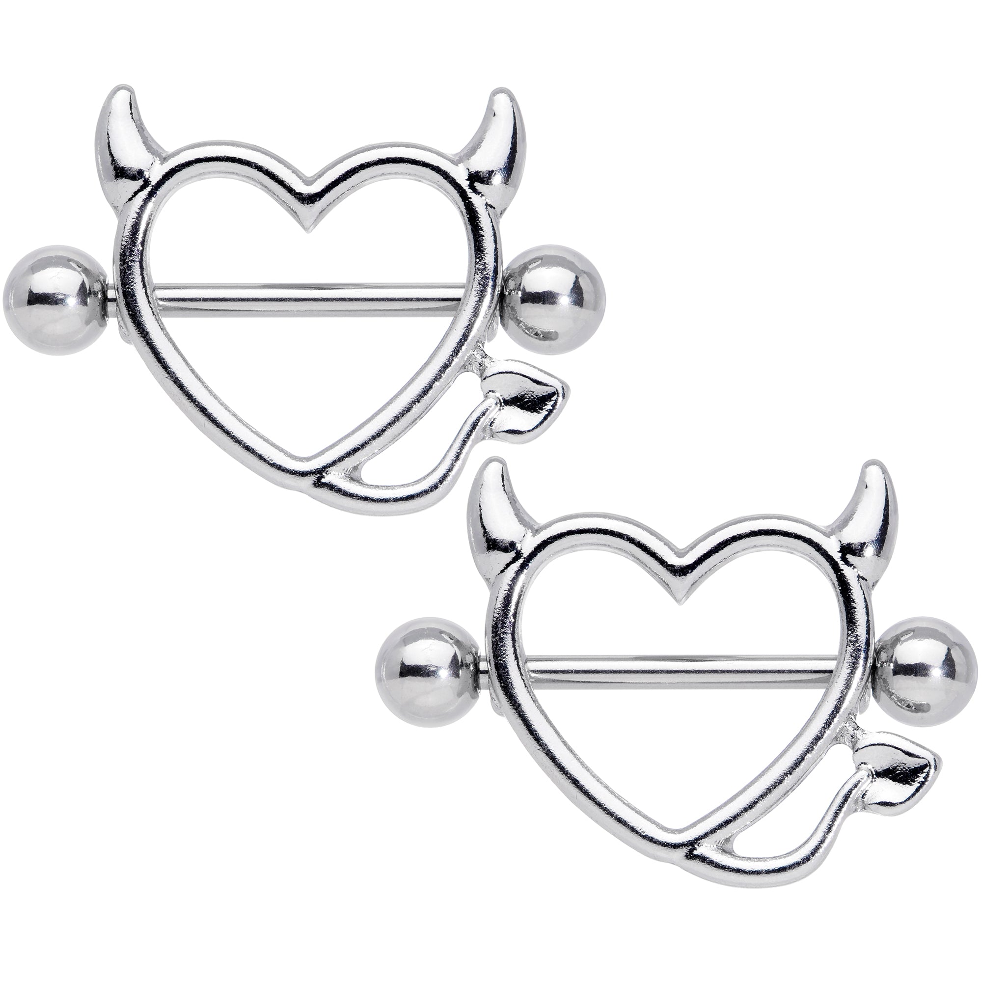 14G 5/8 Devil Heart Valentine Nipple Shield Set
