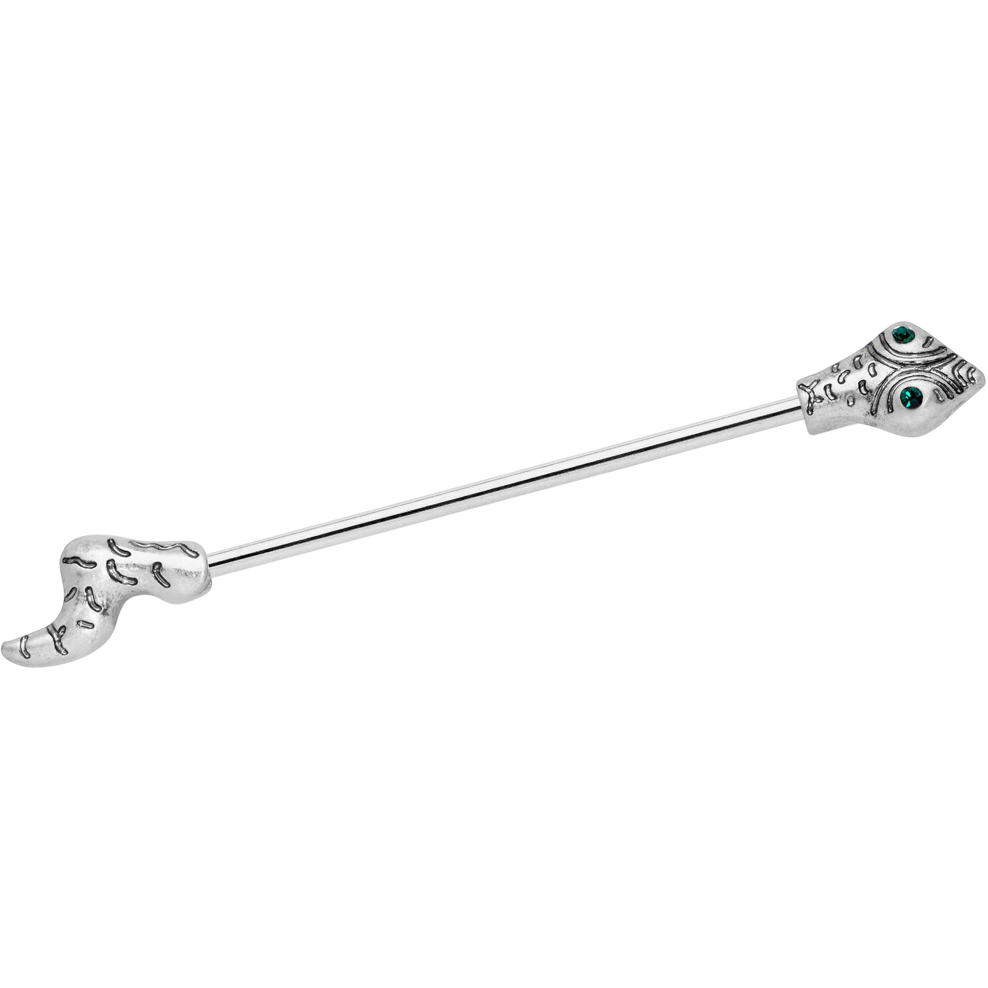 14G Green Gem Tribal Snake Industrial Barbell 38mm