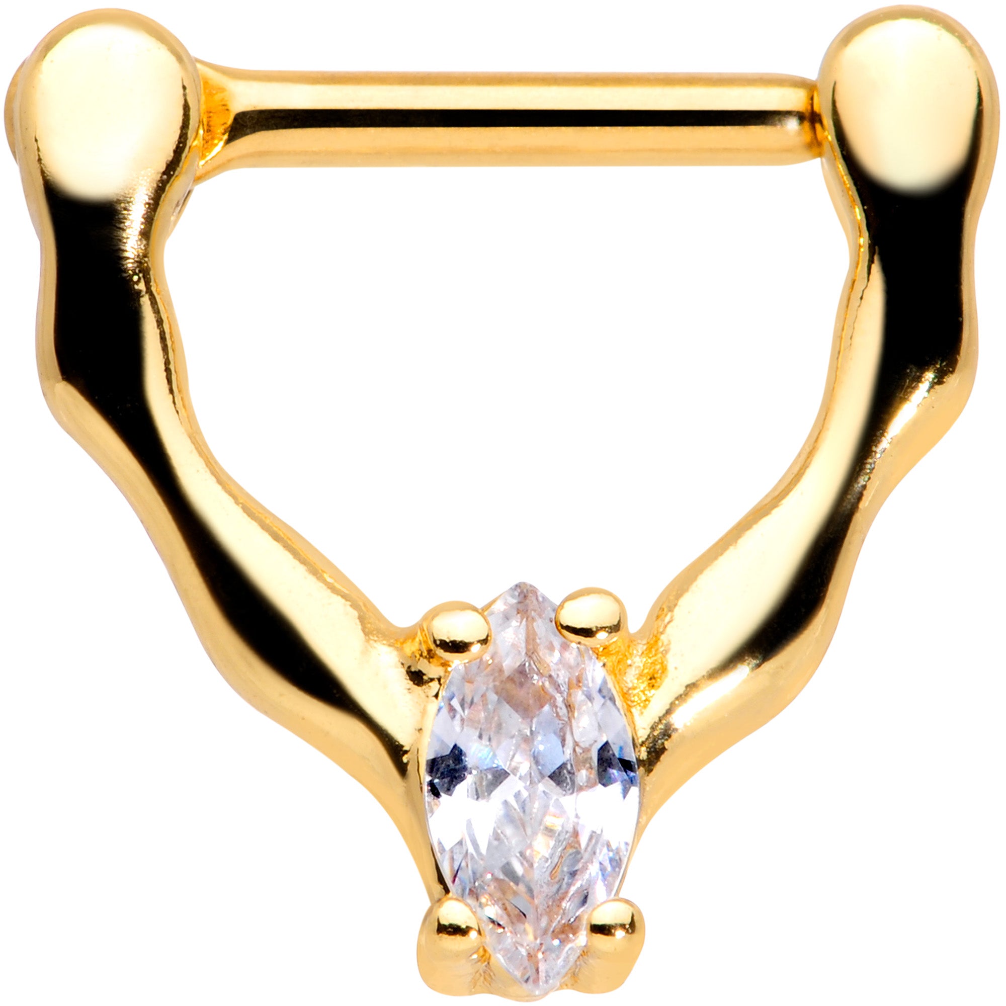 16G 5/16 Clear CZ Gem Gold Tone Simple Cartilage Clicker