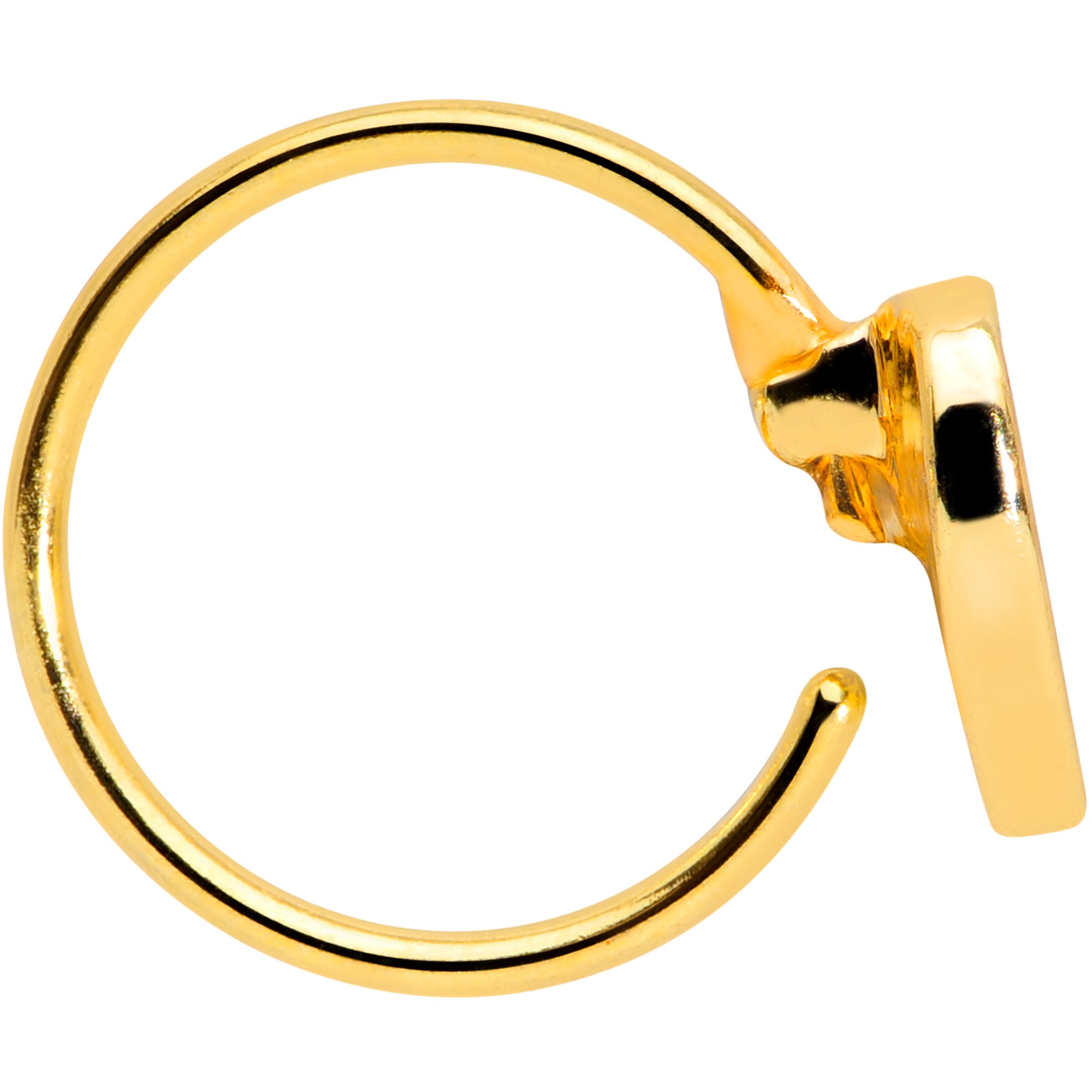 20G 5/16 Gold Tone Pink Heart Nose Hoop