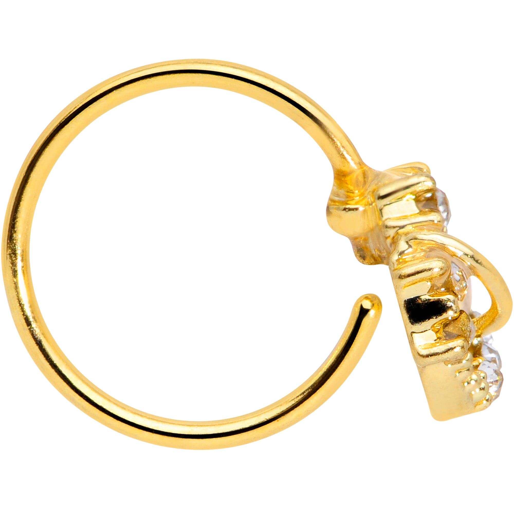 20G 5/16 Clear Gem Gold Tone Saturn Moon Nose Hoop