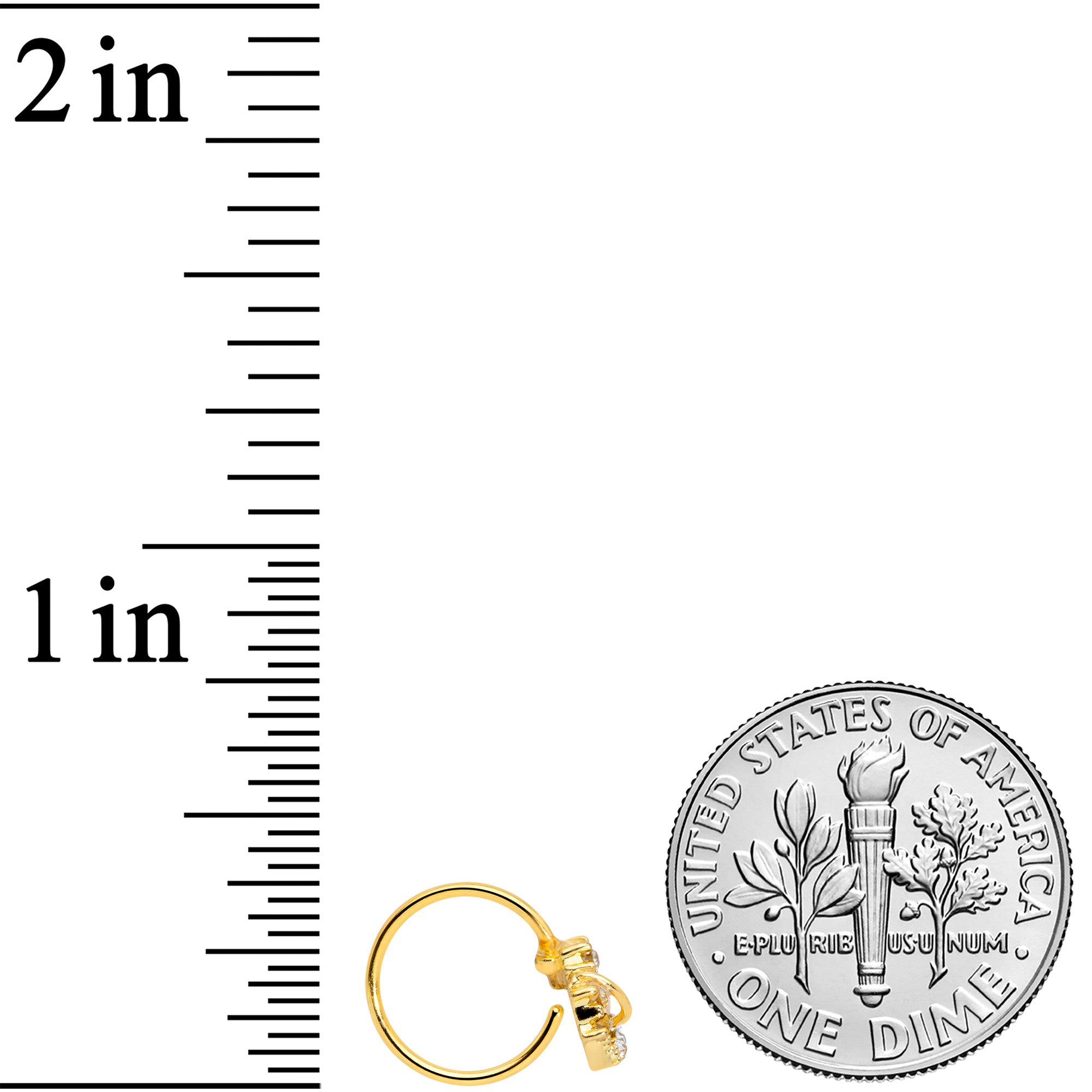 20G 5/16 Clear Gem Gold Tone Saturn Moon Nose Hoop