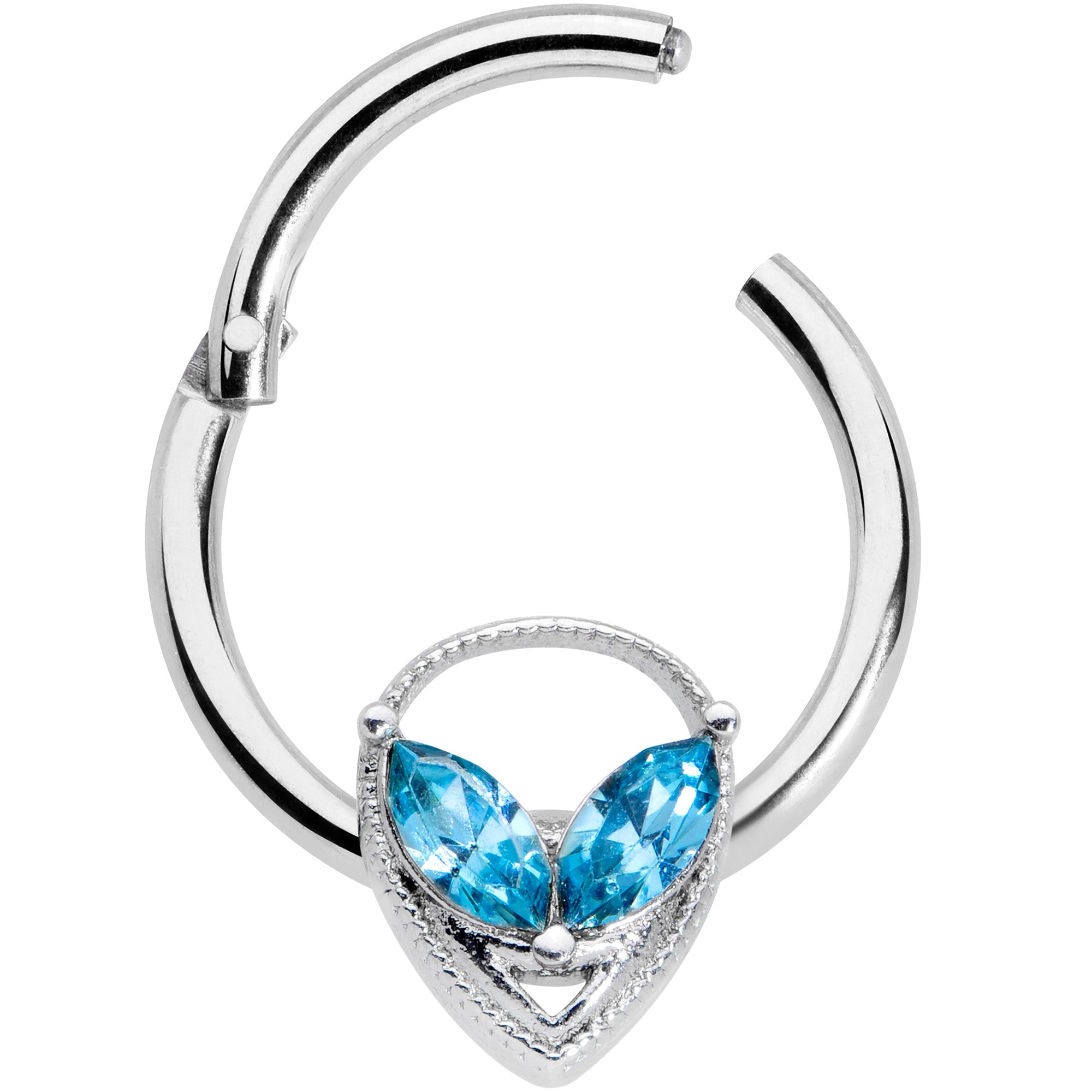 16G 3/8 Aqua Gem Alien Hinged Circular Ring