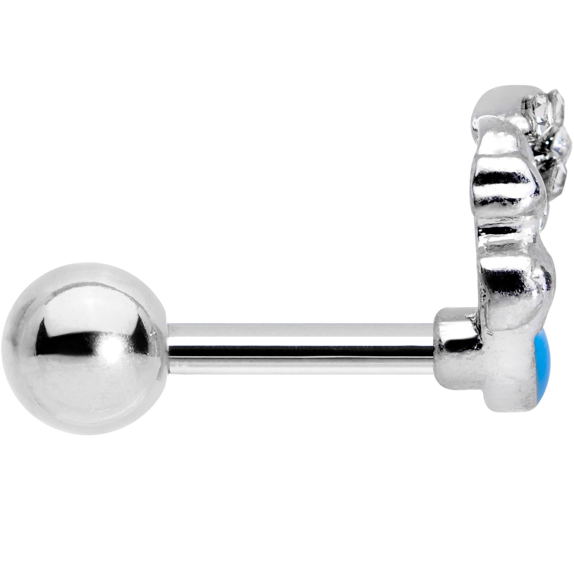 16G 1/4 Clear Gem Blue Curved Mermaid Cartilage Tragus