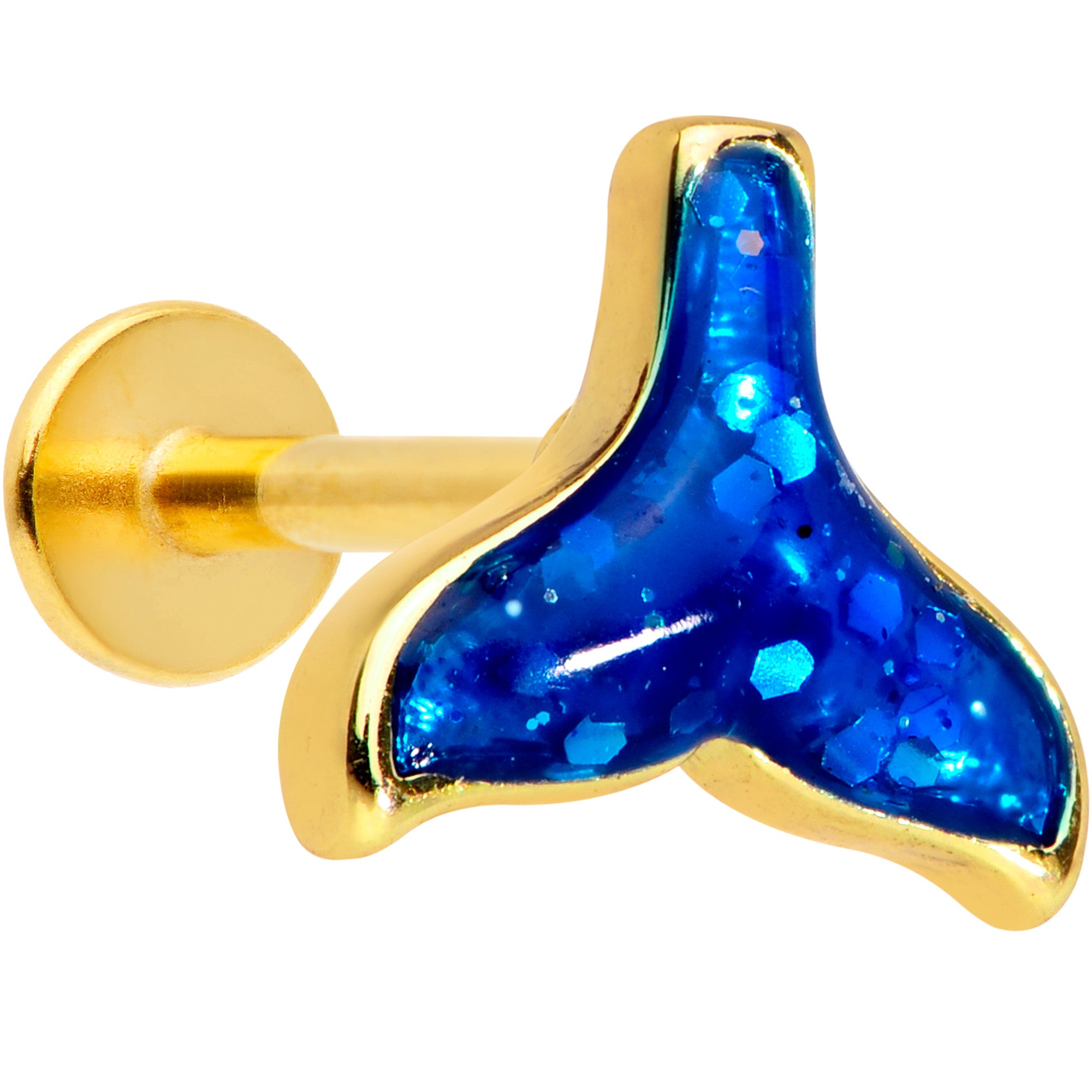 16G 5/16 Gold Tone Iridescent Mermaid Tail Labret Monroe Tragus