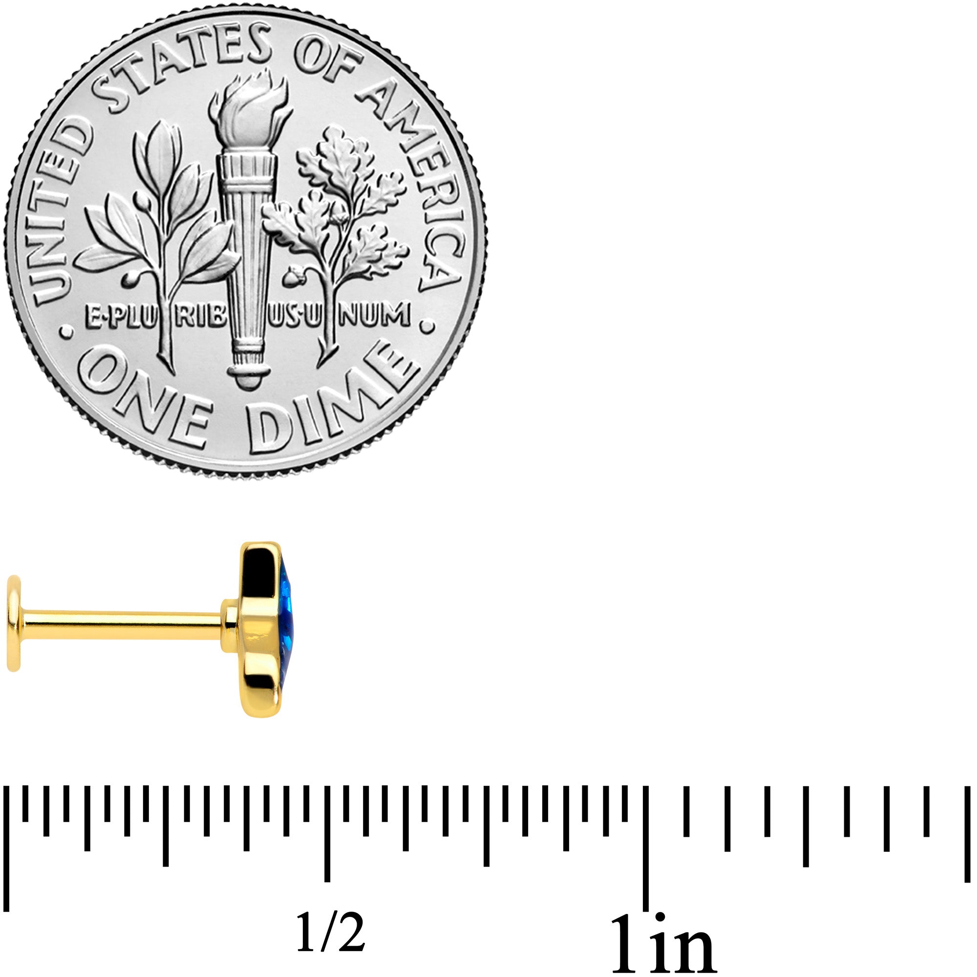 16G 5/16 Gold Tone Iridescent Mermaid Tail Labret Monroe Tragus