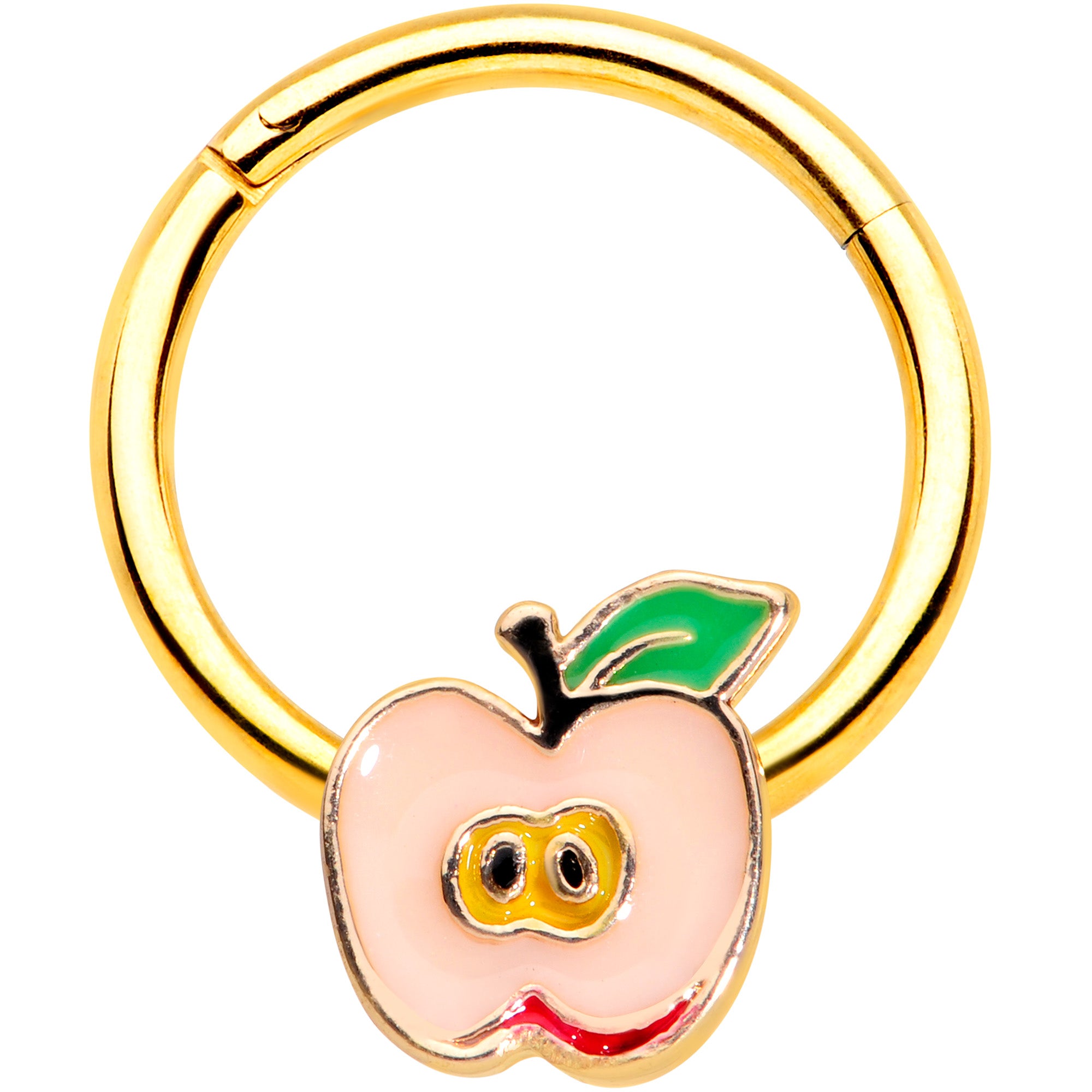 16G 3/8 Gold Tone Sweet Apple Hinged Segment Ring