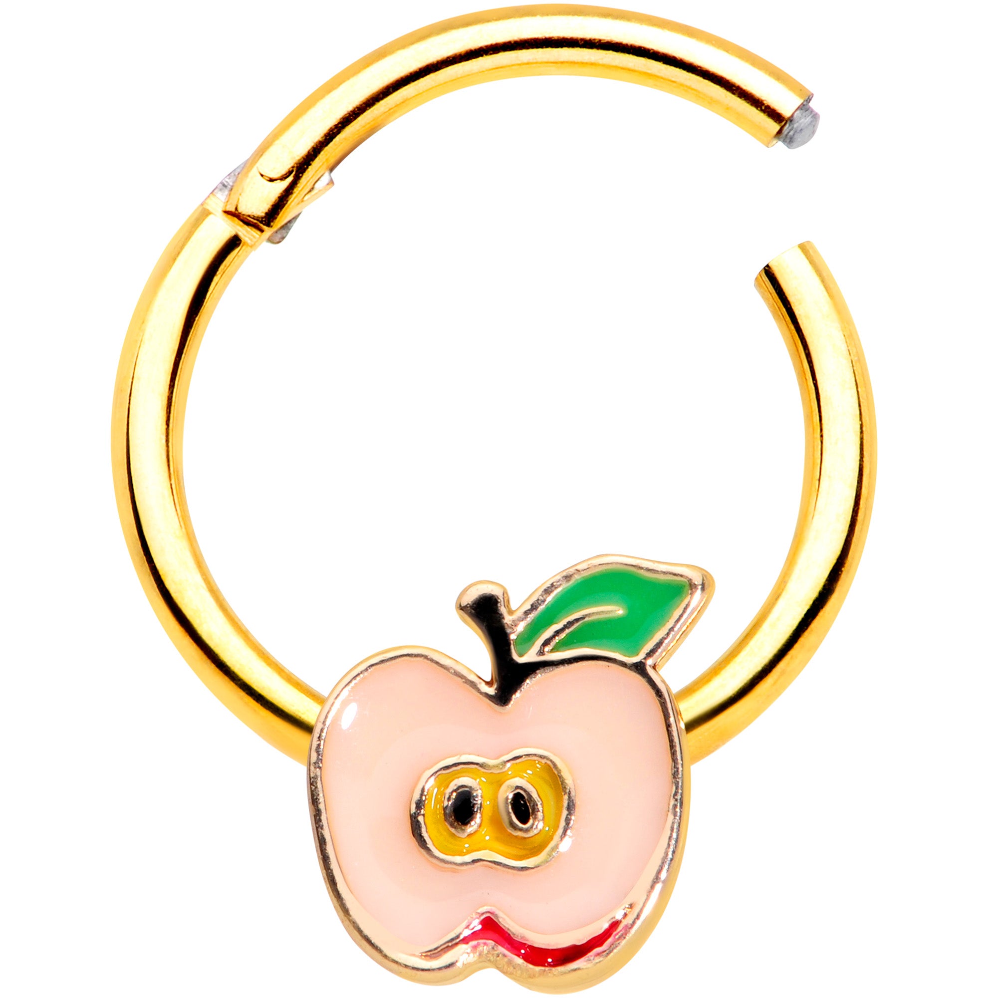 16G 3/8 Gold Tone Sweet Apple Hinged Segment Ring