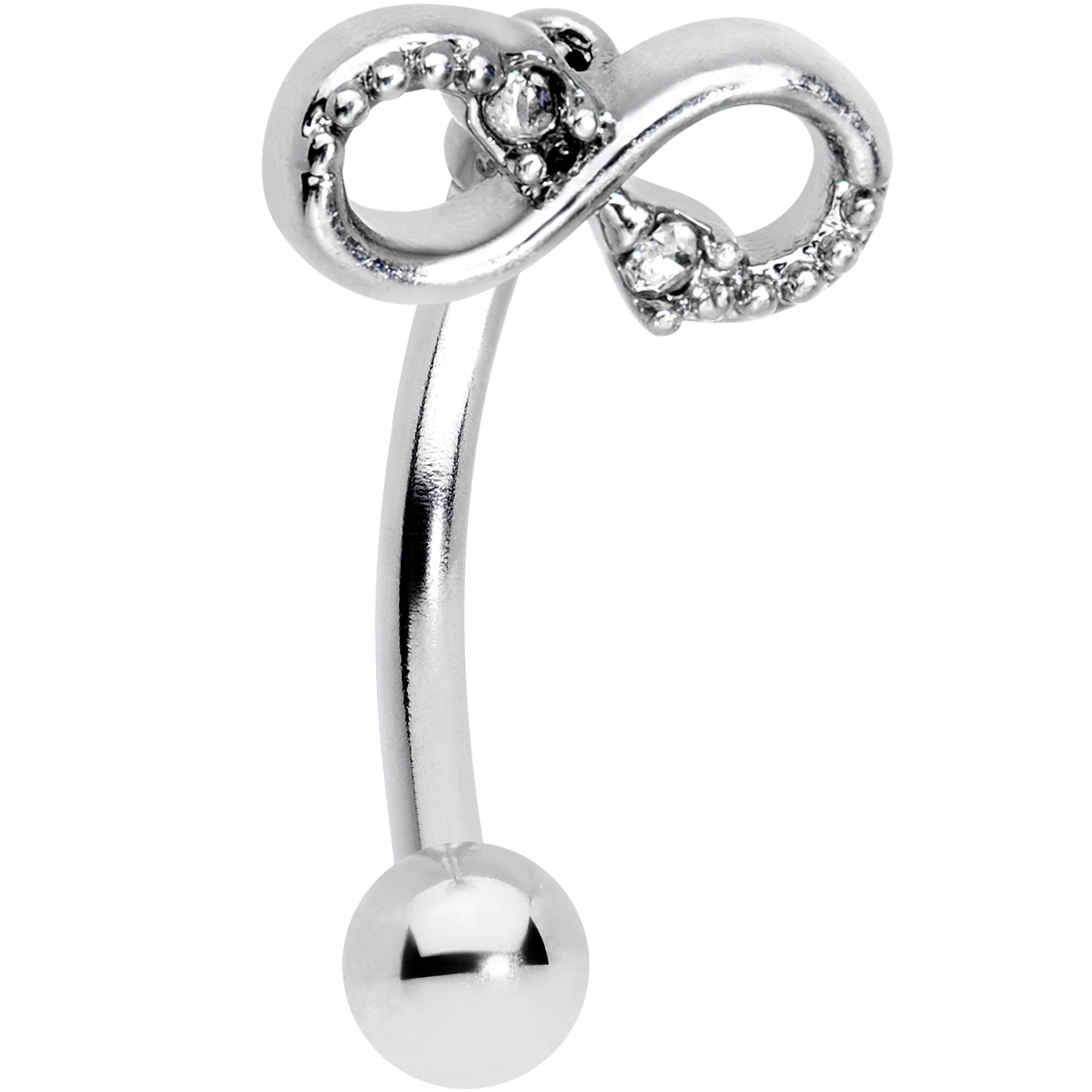 16G 5/16 Clear Gem Infinity Curved Eyebrow Ring