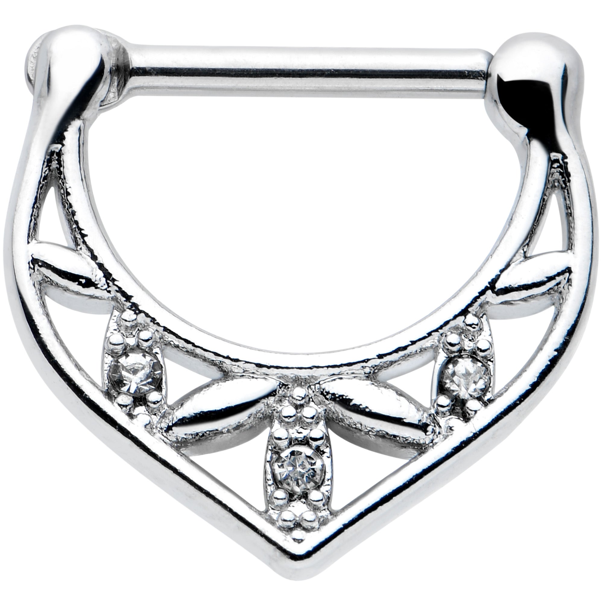 16G 5/16 Clear Gem Classic Geometric Cartilage Clicker