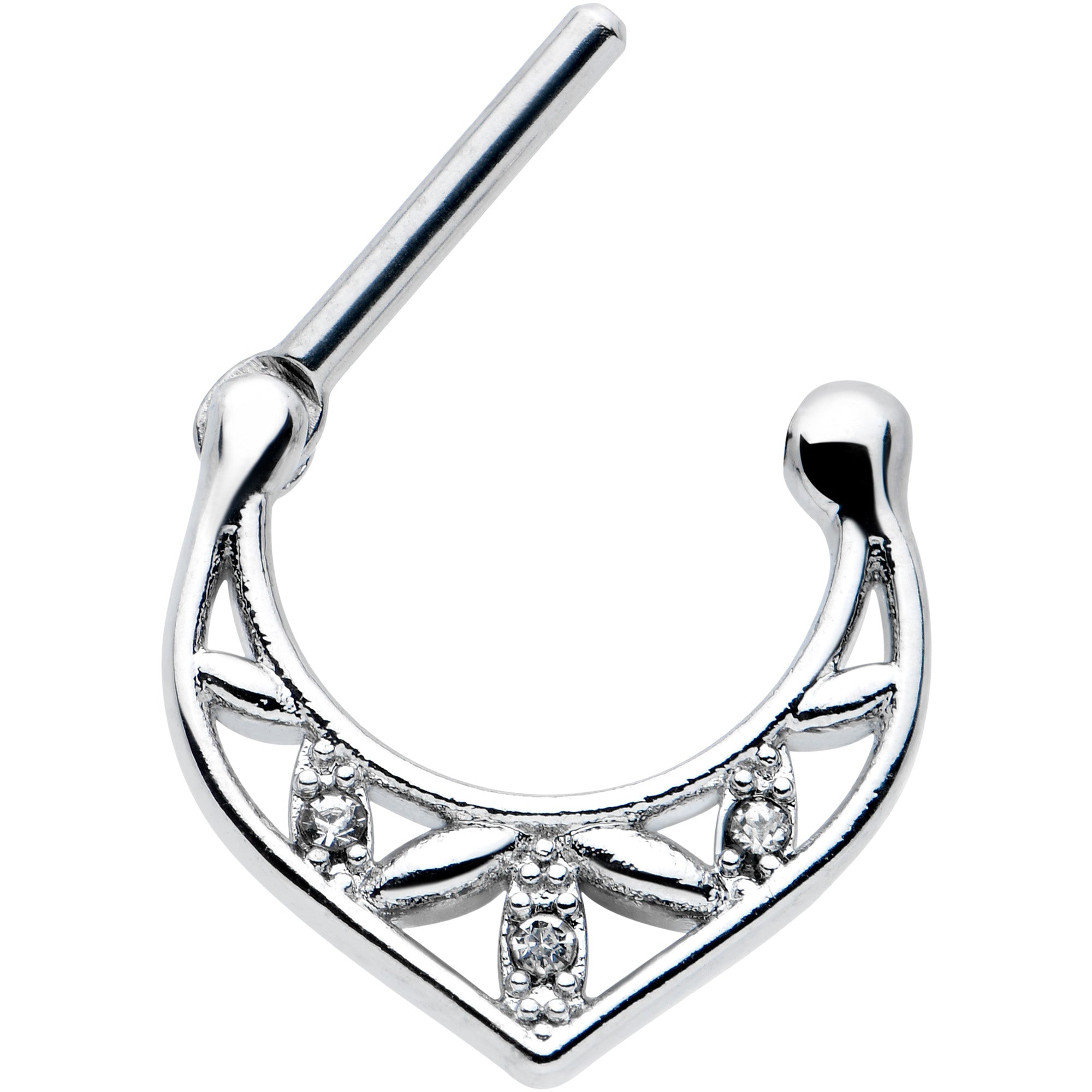 16G 5/16 Clear Gem Classic Geometric Cartilage Clicker