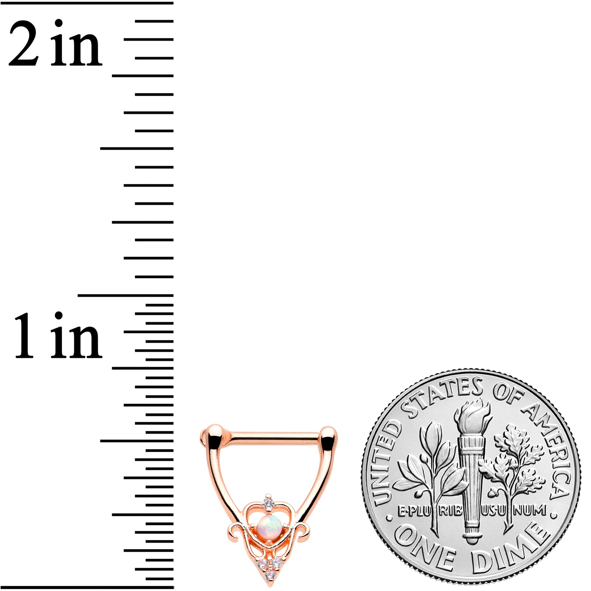 16G 5/16 White Synth Opal Rose Gold Tone Scroll Cartilage Clicker