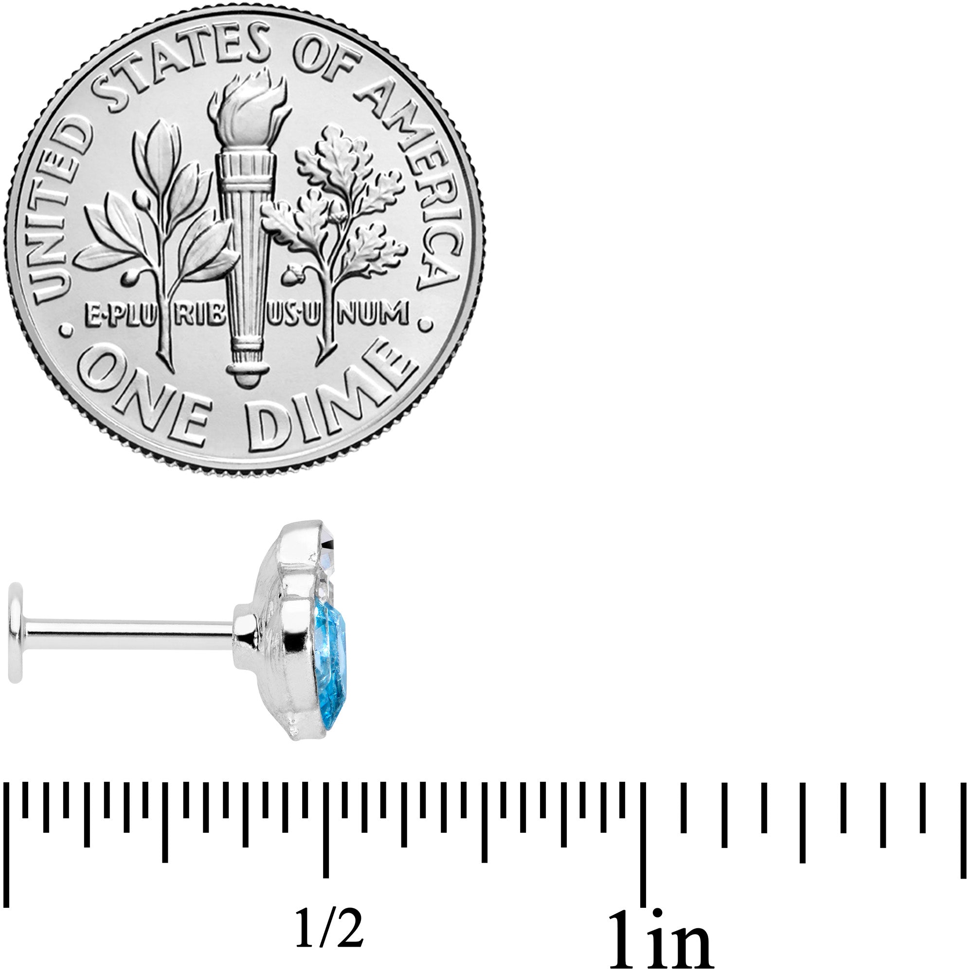 16G 5/16 Clear Aqua Gem Cluster Labret Monroe Tragus