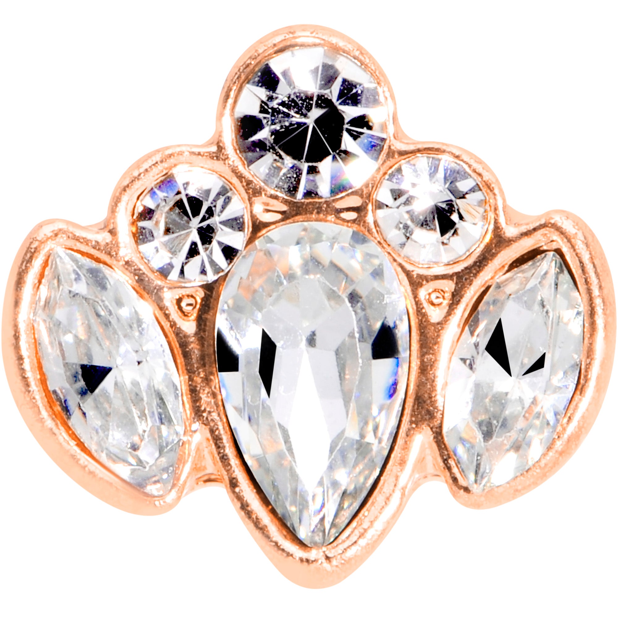16G 5/16 Clear Gem Rose Gold Tone Cluster Labret Monroe Tragus