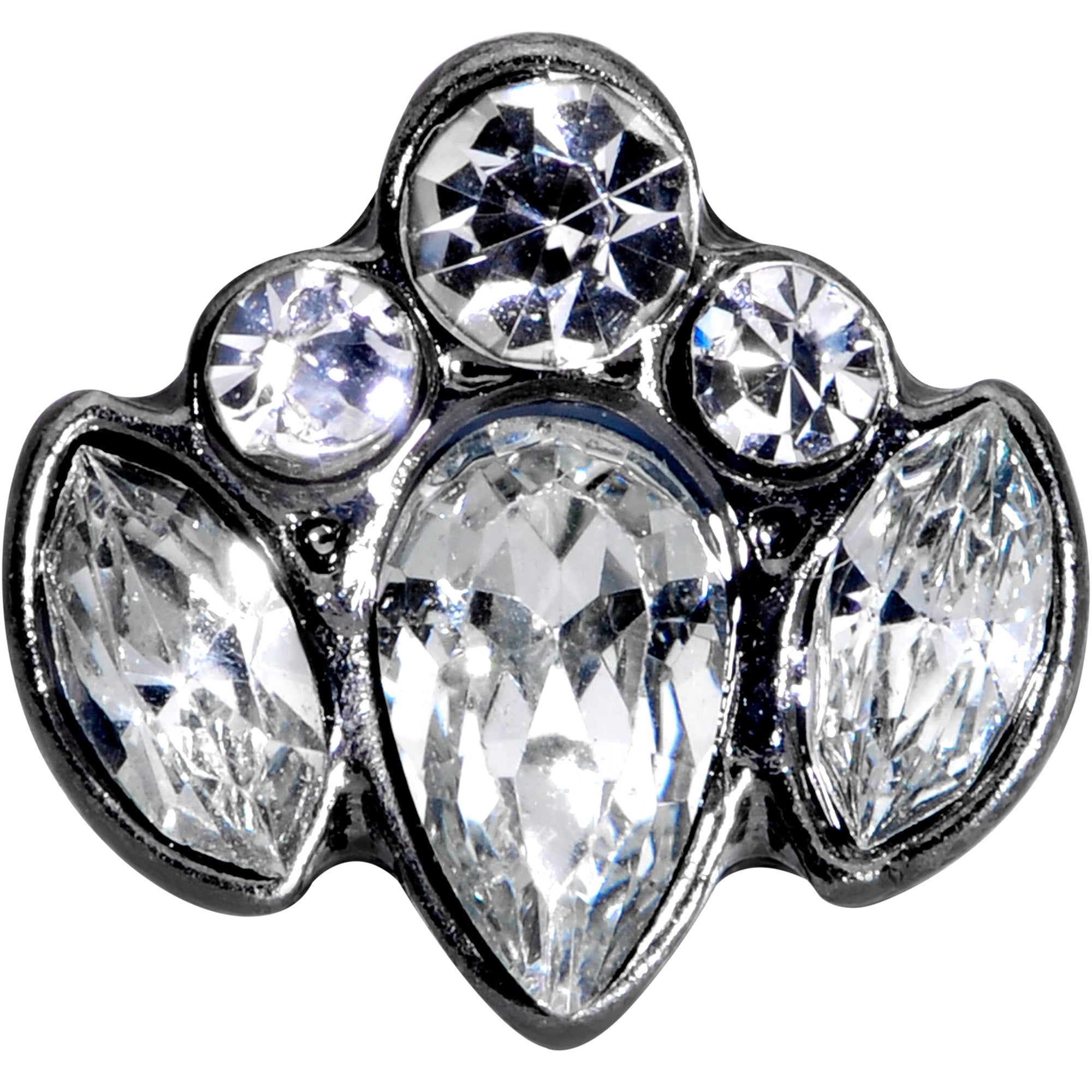 16G 5/16 Clear Gem Black Cluster Labret Monroe Tragus