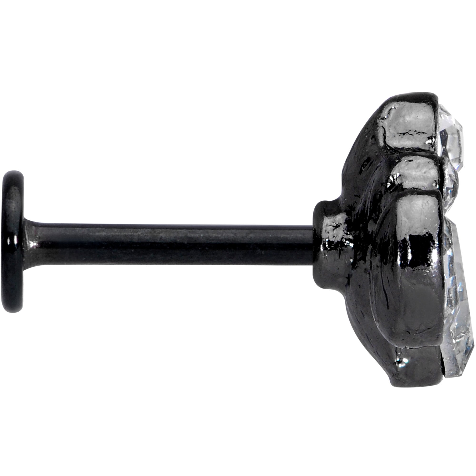 16G 5/16 Clear Gem Black Cluster Labret Monroe Tragus