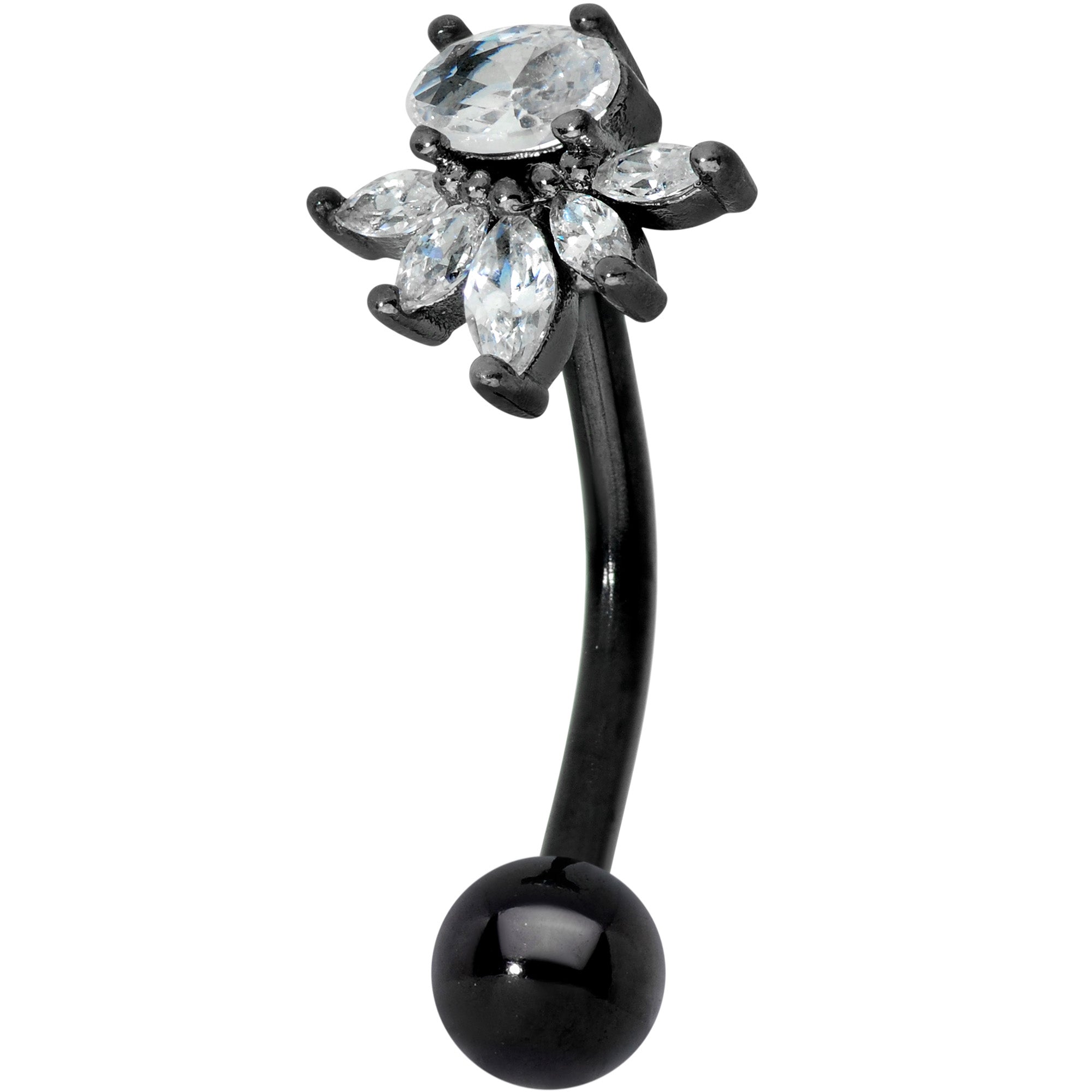 Clear Gem Black Spray Belly Ring