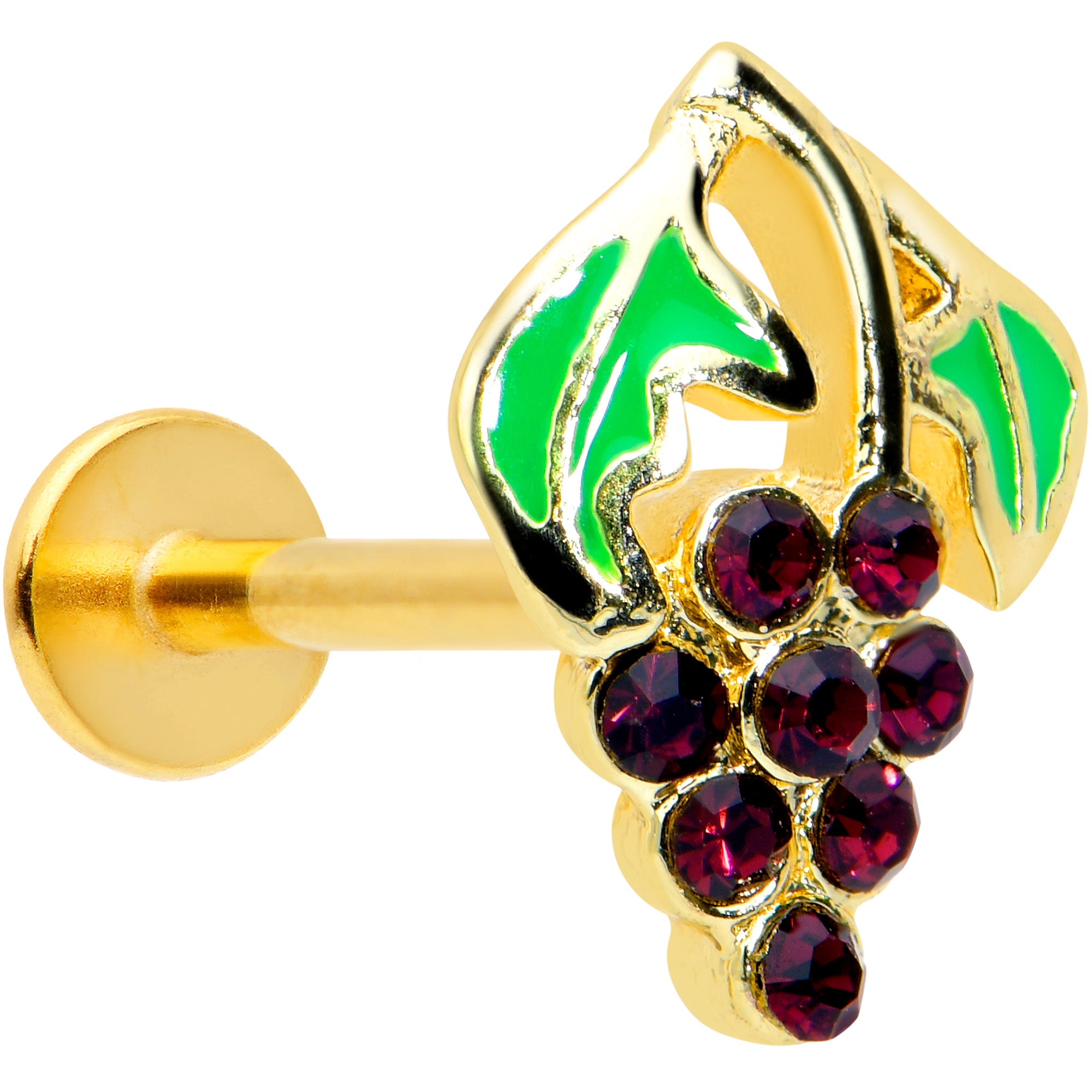 16G 5/16 Gold Tone Delicious Grapes Fruit Labret Monroe Tragus