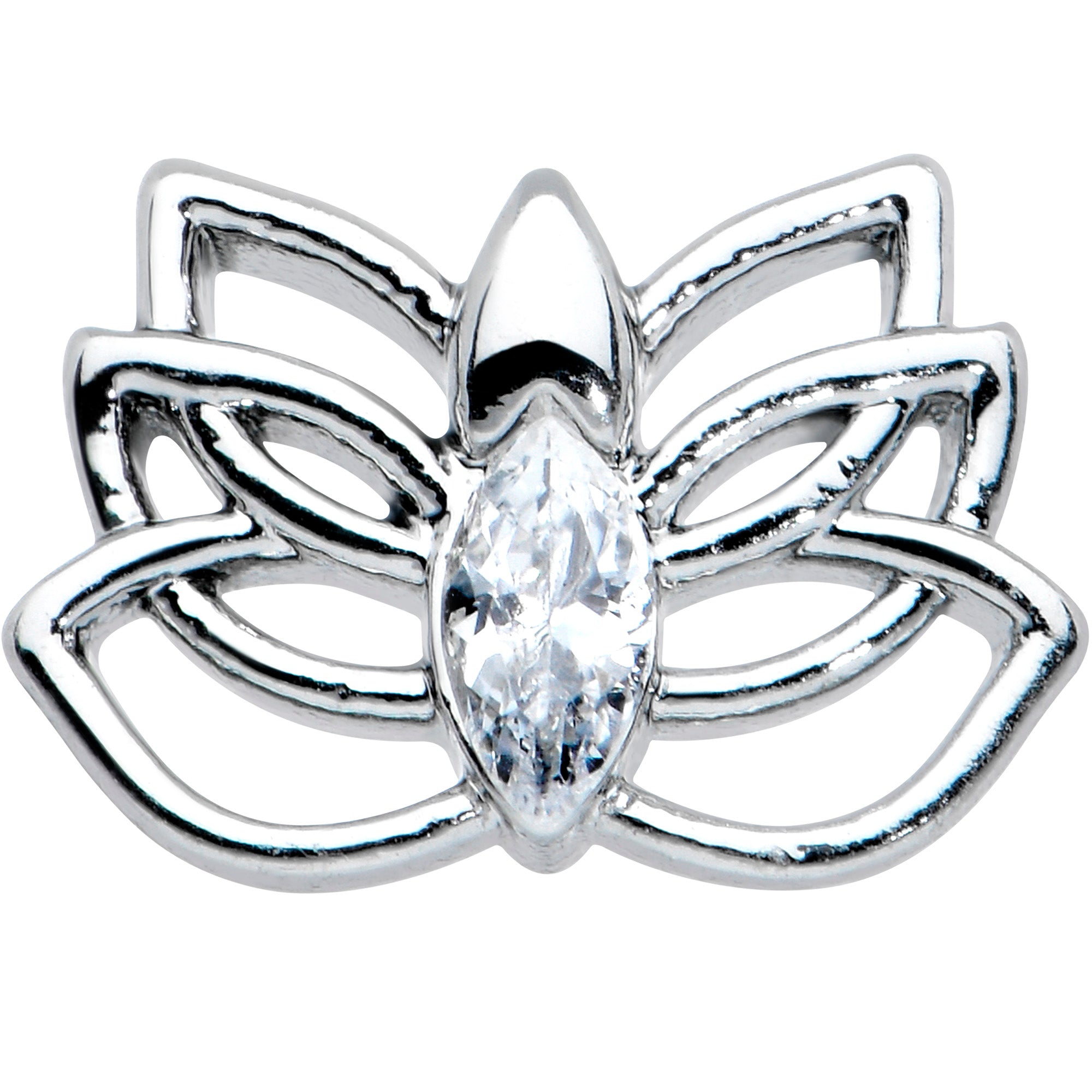 20G 1/4 Clear Gem Open Elegant Lotus Flower Nose Bone