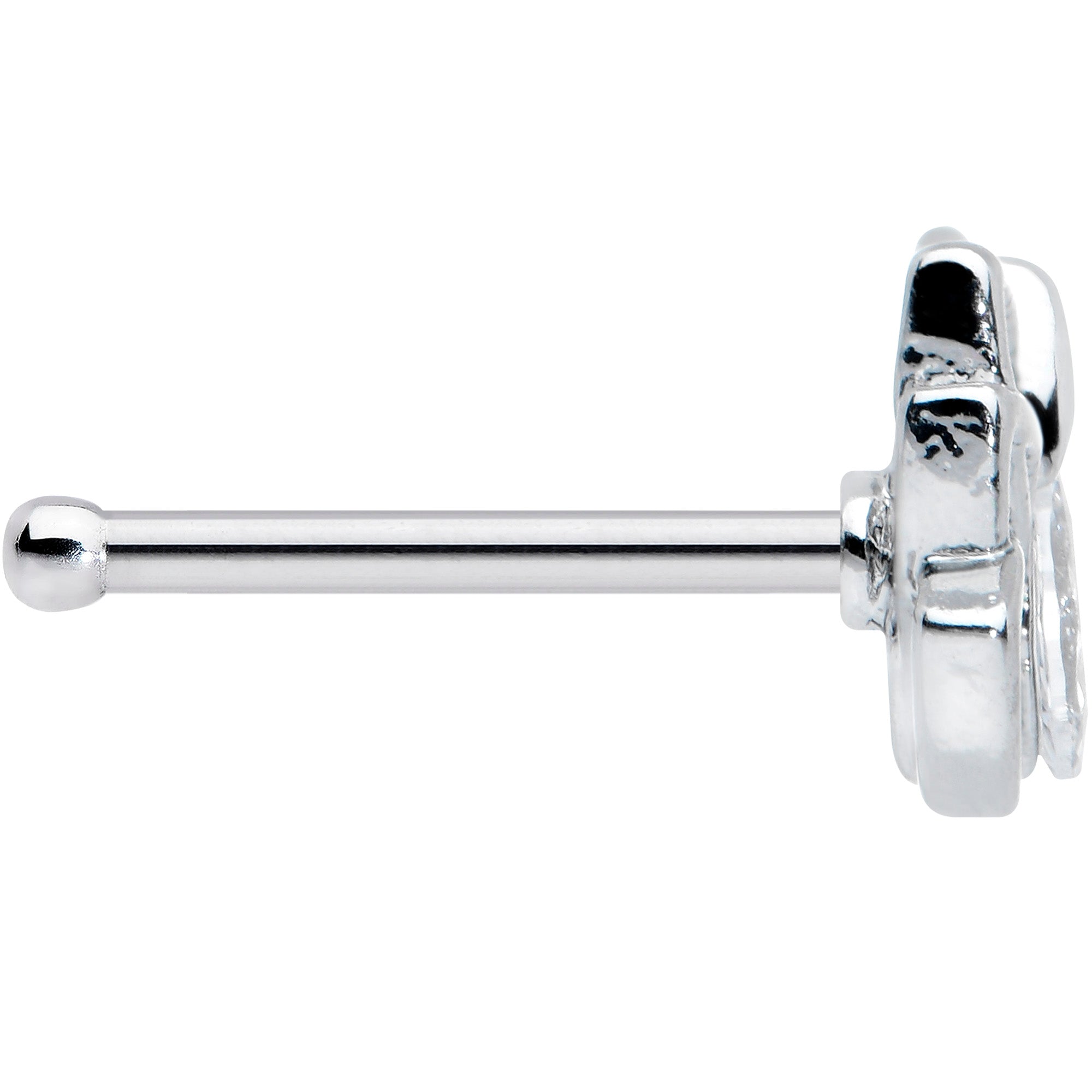 20G 1/4 Clear Gem Open Elegant Lotus Flower Nose Bone