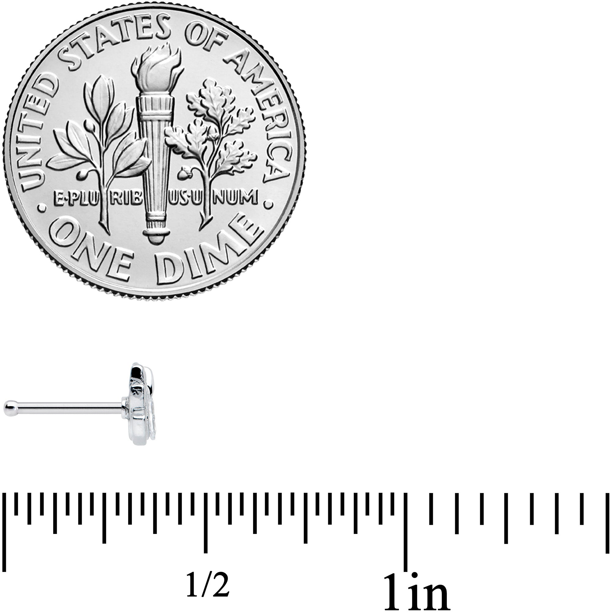 20G 1/4 Clear Gem Open Elegant Lotus Flower Nose Bone