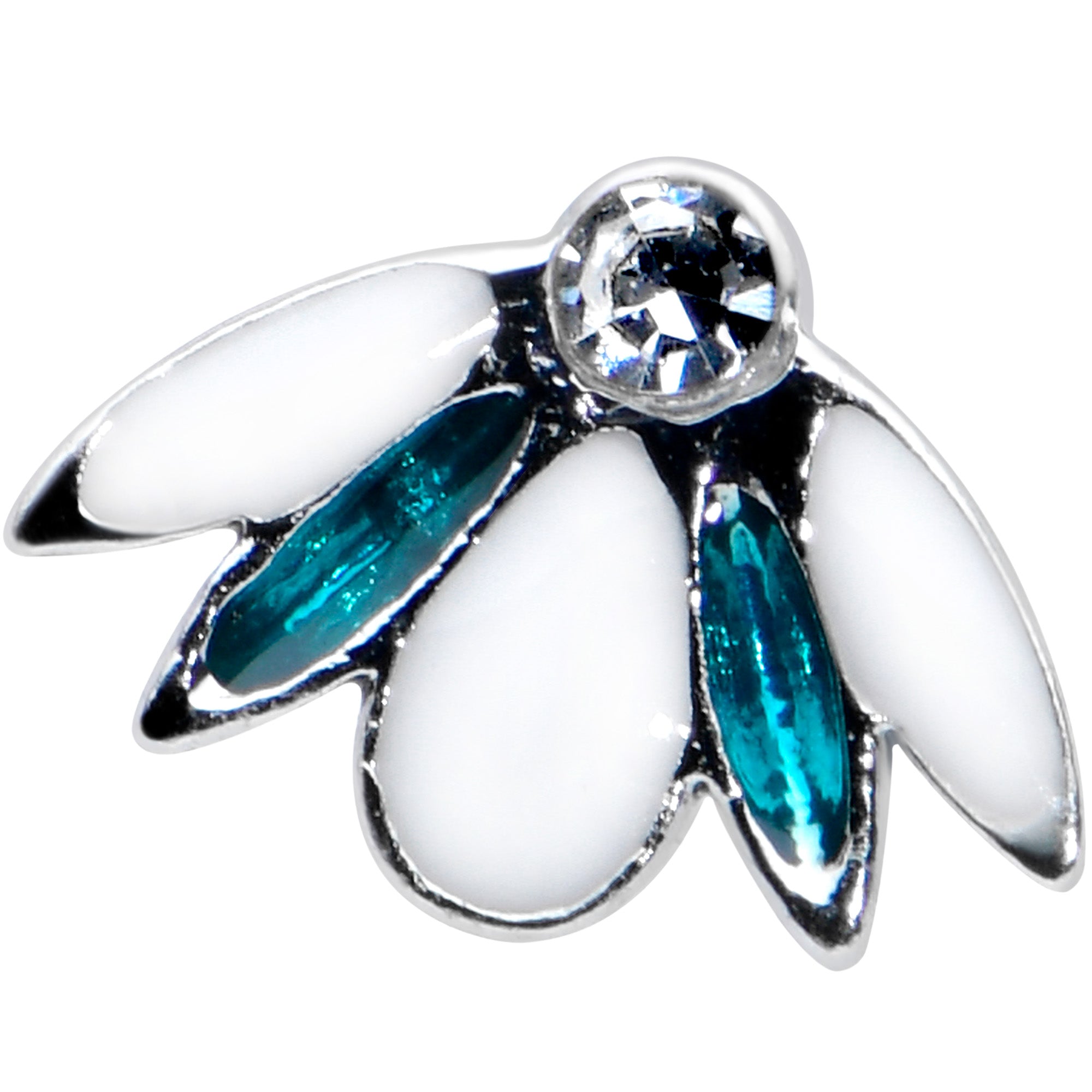 16G 5/16 Clear Blue Gem White Leaves Labret Monroe Tragus